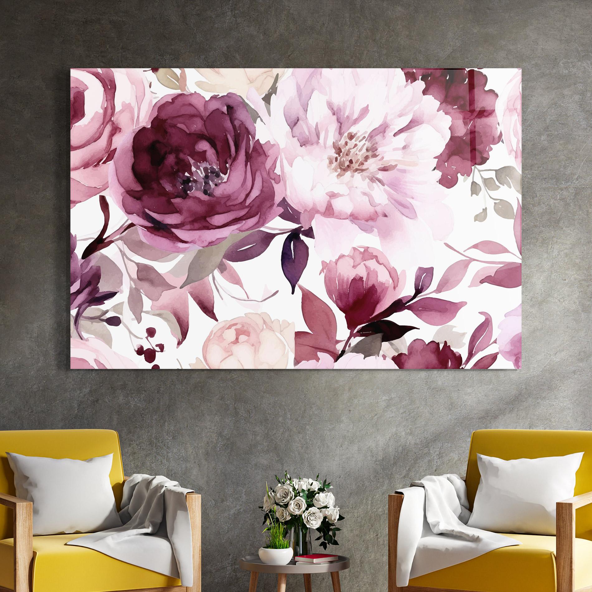 Glasbild Peony Pink Purple mockup 4