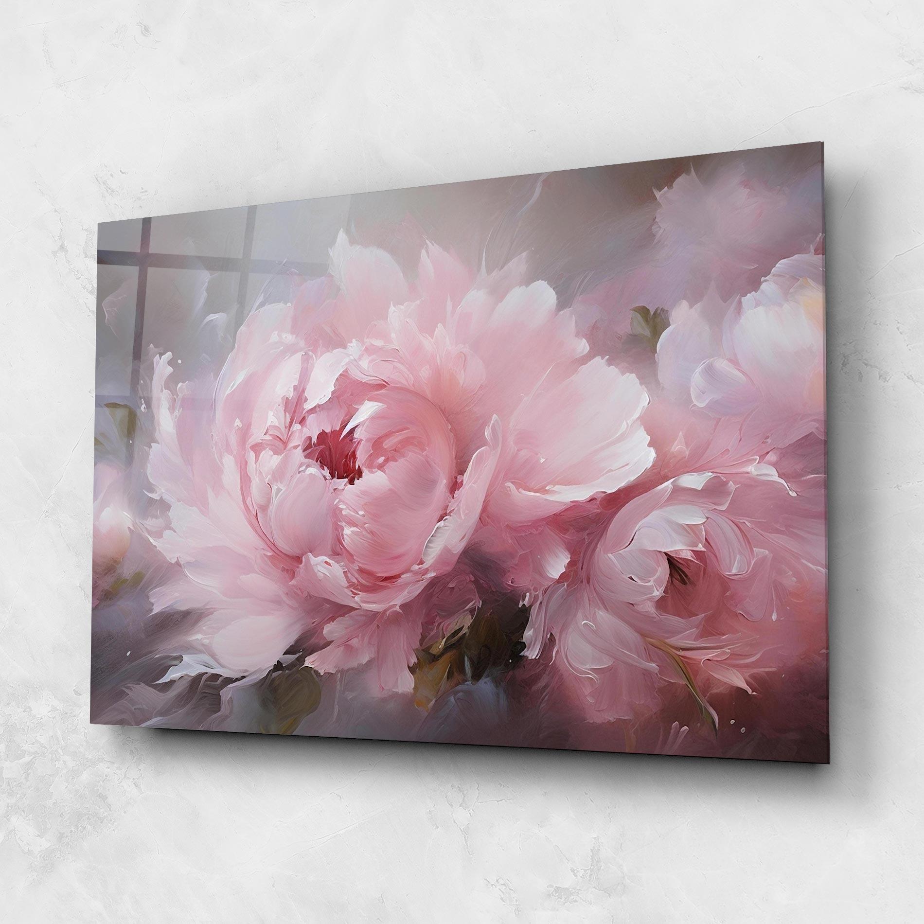 Glasbild Dreamy Painting Peony mockup 1