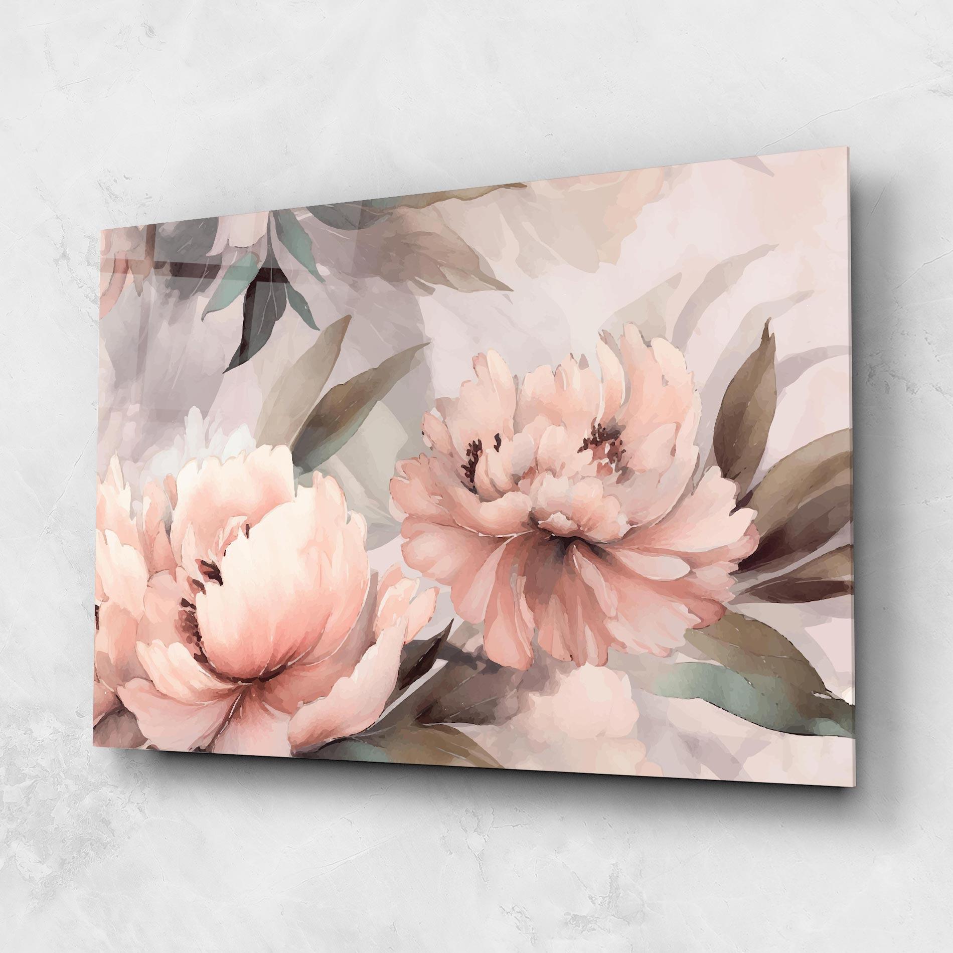 Glasbild Dreamy Peony Art mockup 1