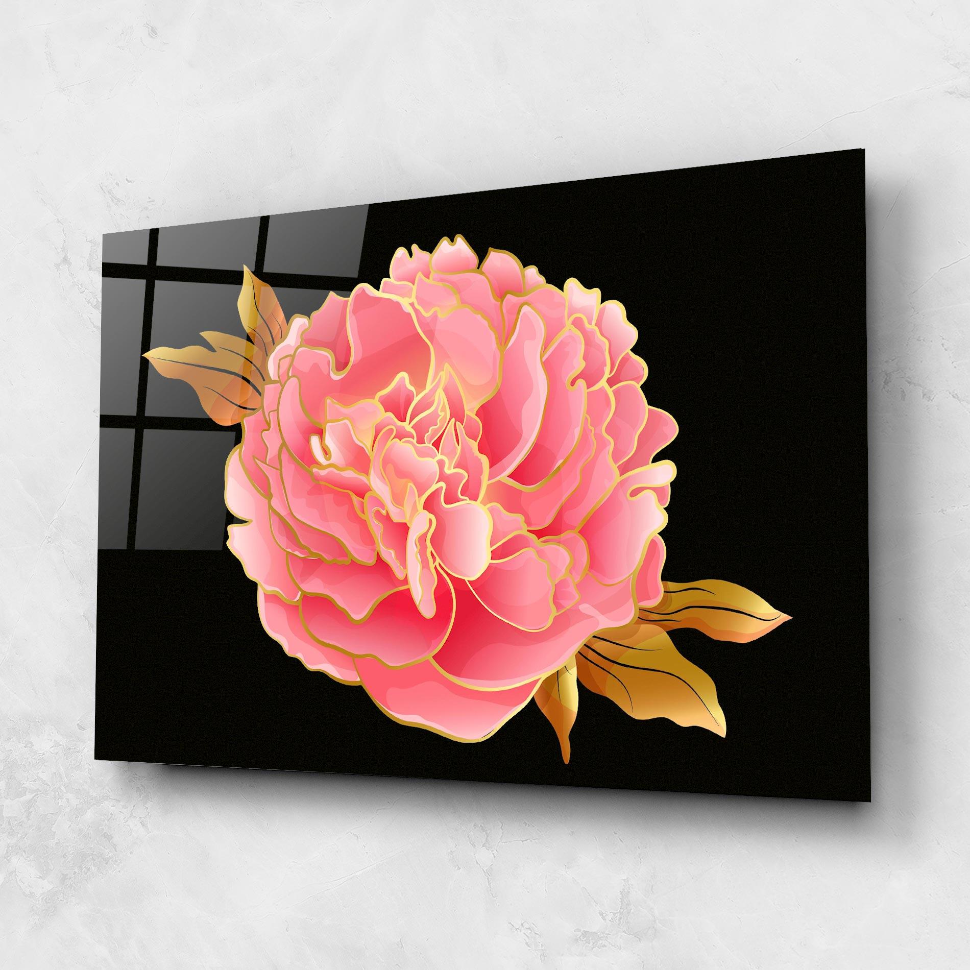 Glasbild Gold Pinkk Peony mockup 1