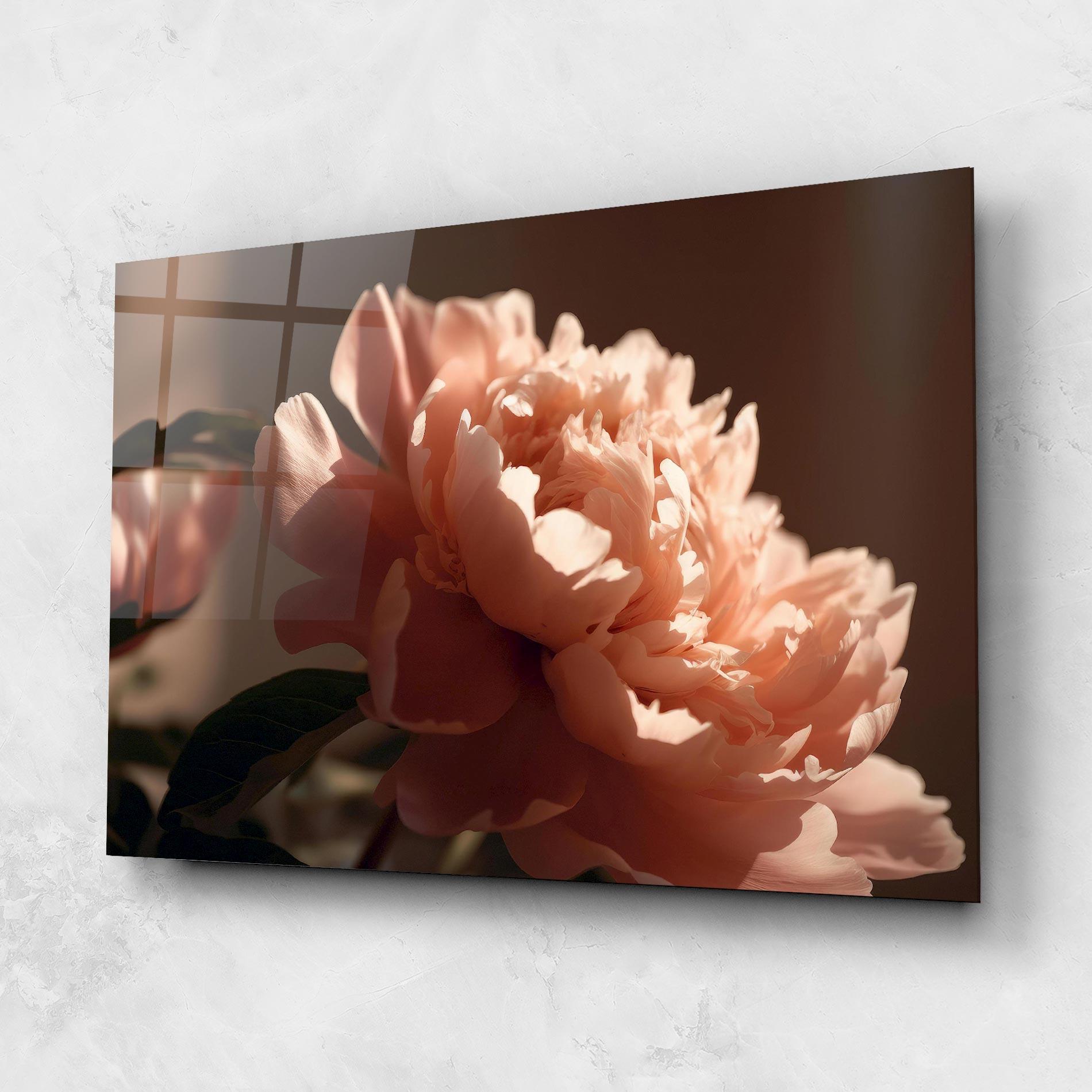 Glasbild Light Orange Peony View mockup 1