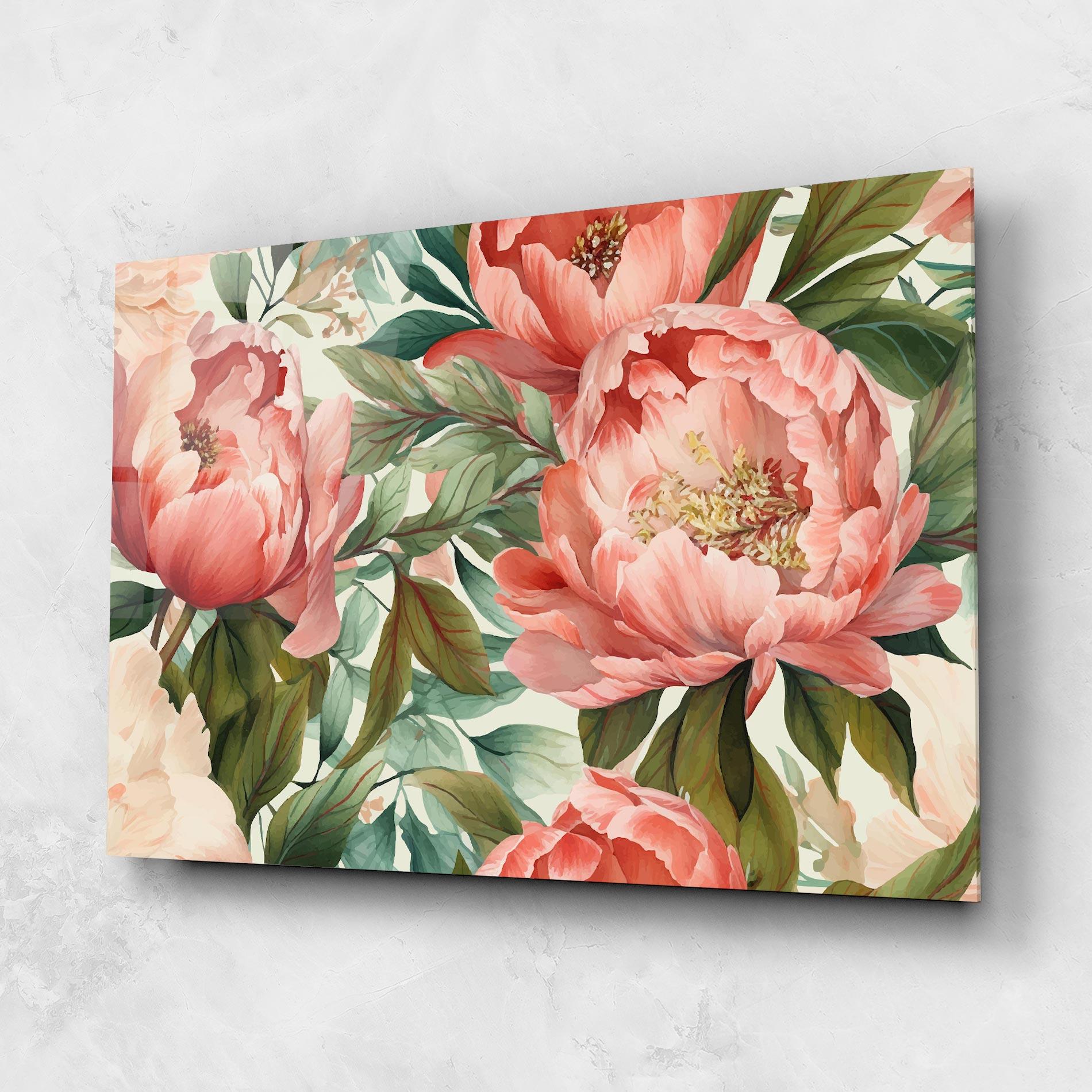Glasbild Light Red Peony mockup 1