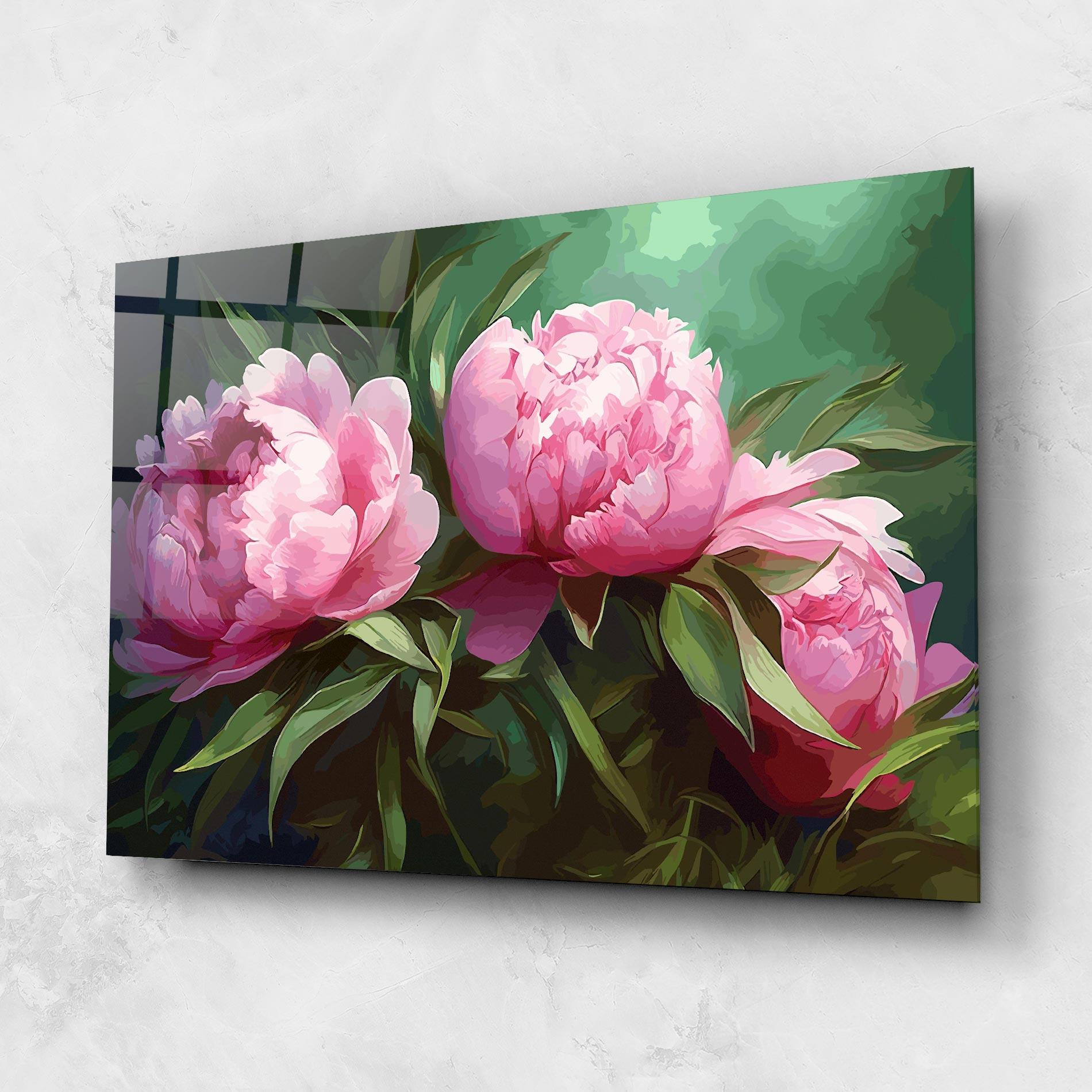 Glasbild Peonies Art mockup 1