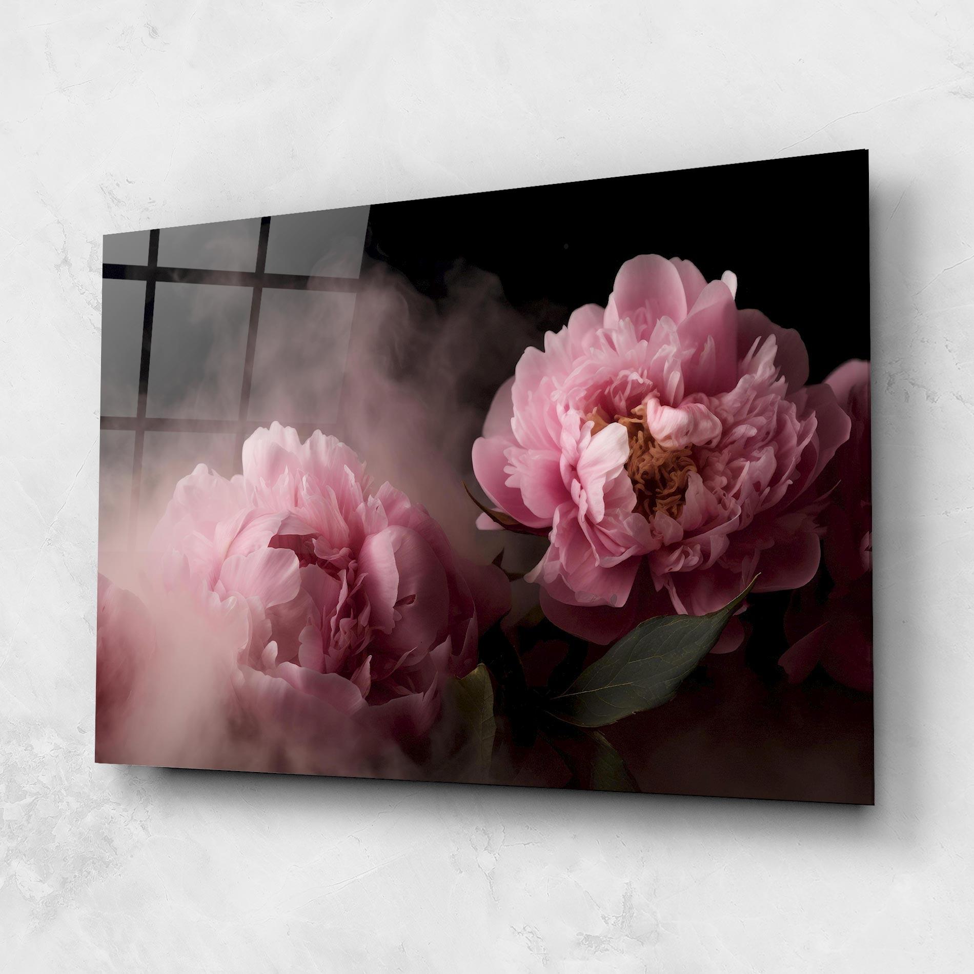 Glasbild Peony In Smoke mockup 1