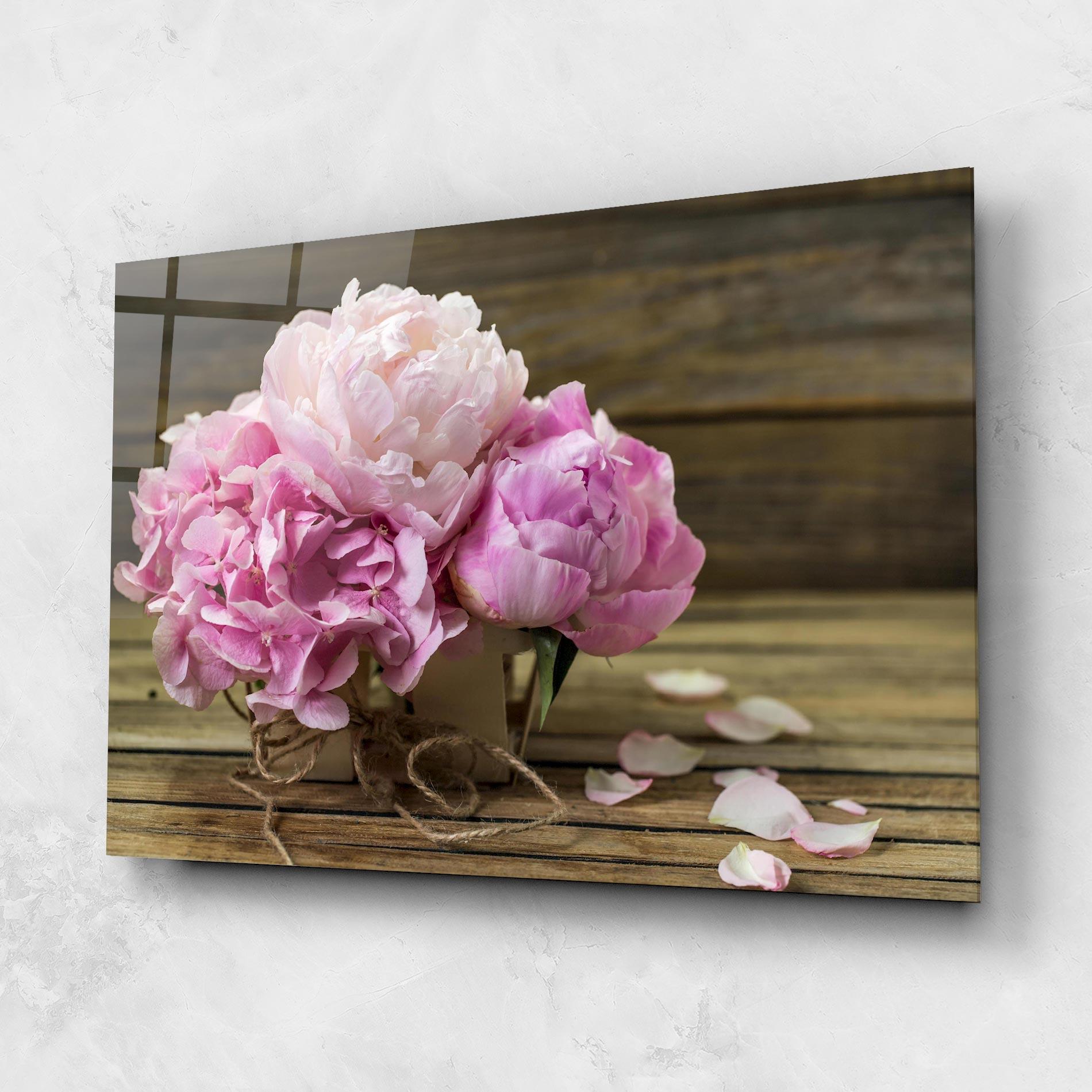 Glasbild Peony On Table mockup 1