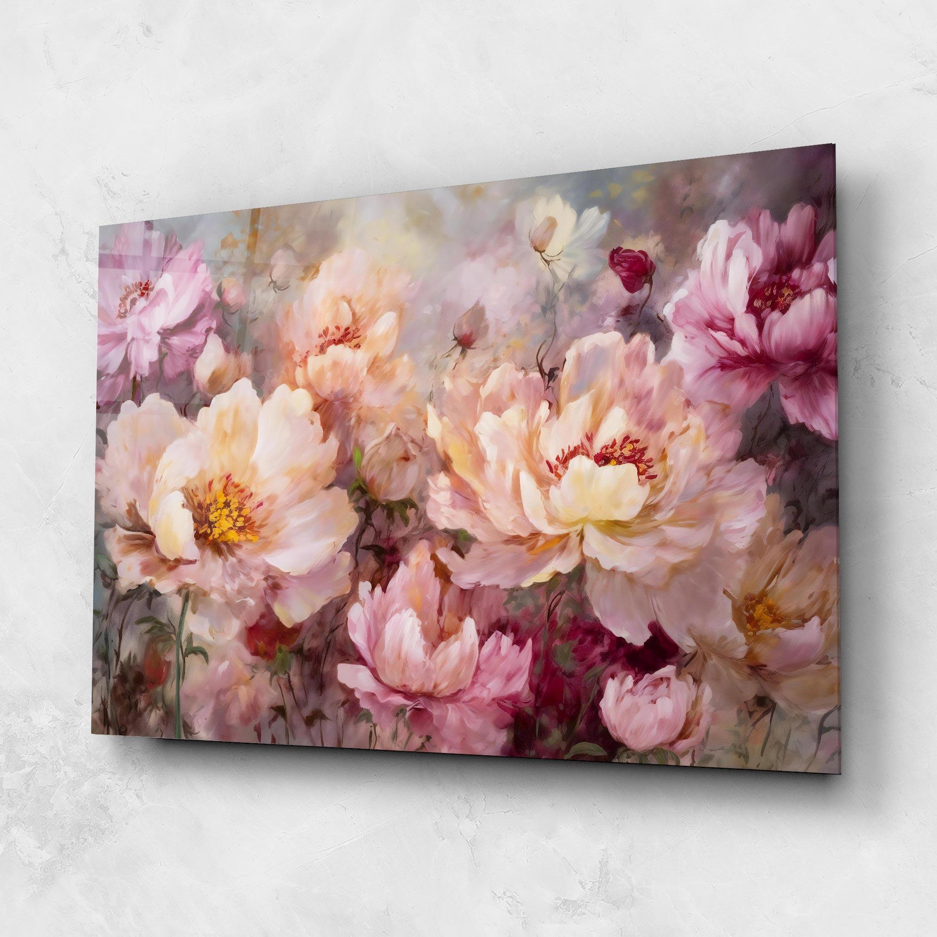 Glasbild Peony Painting Art mockup 1