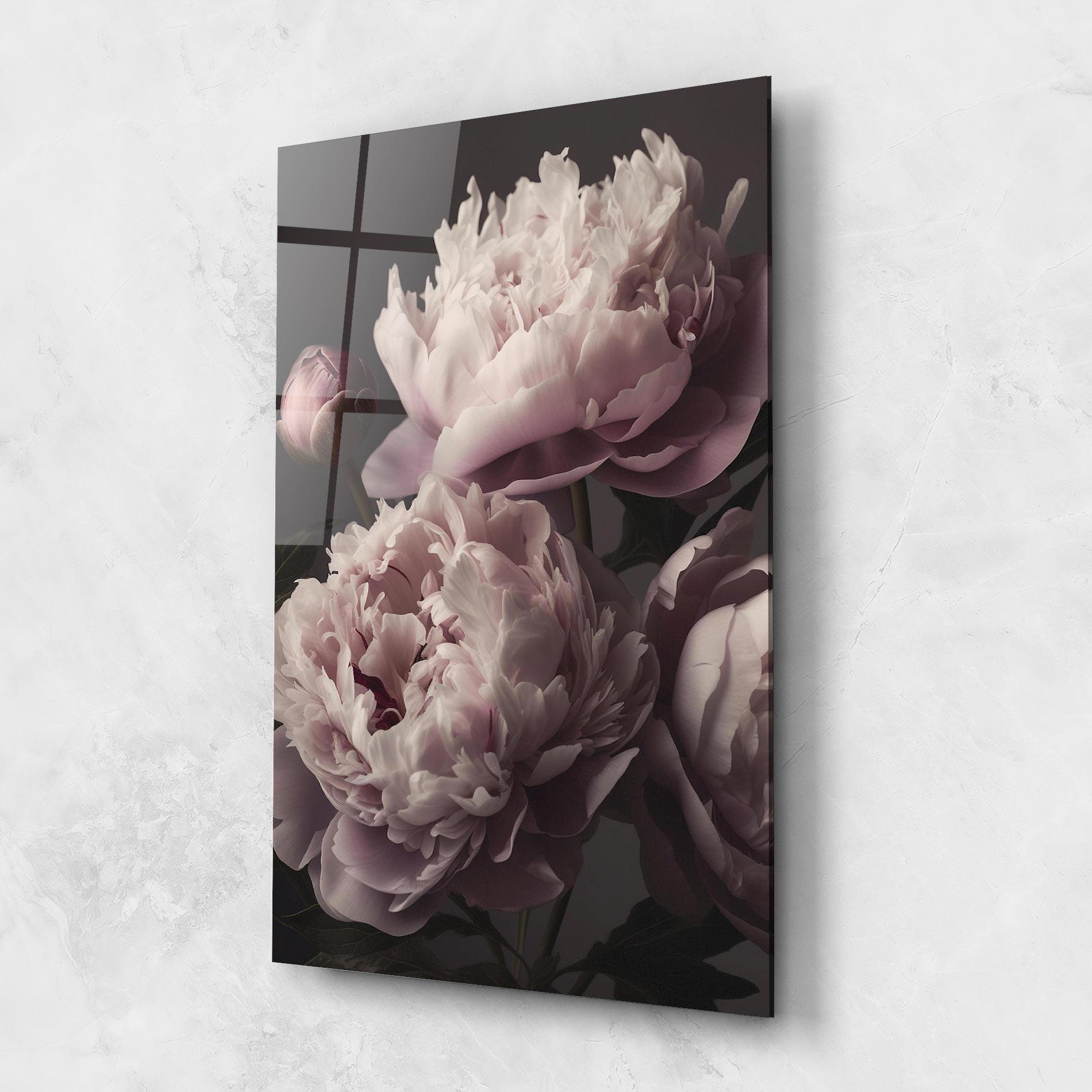 Glasbild Grey Pastel Pink Peony mockup 1