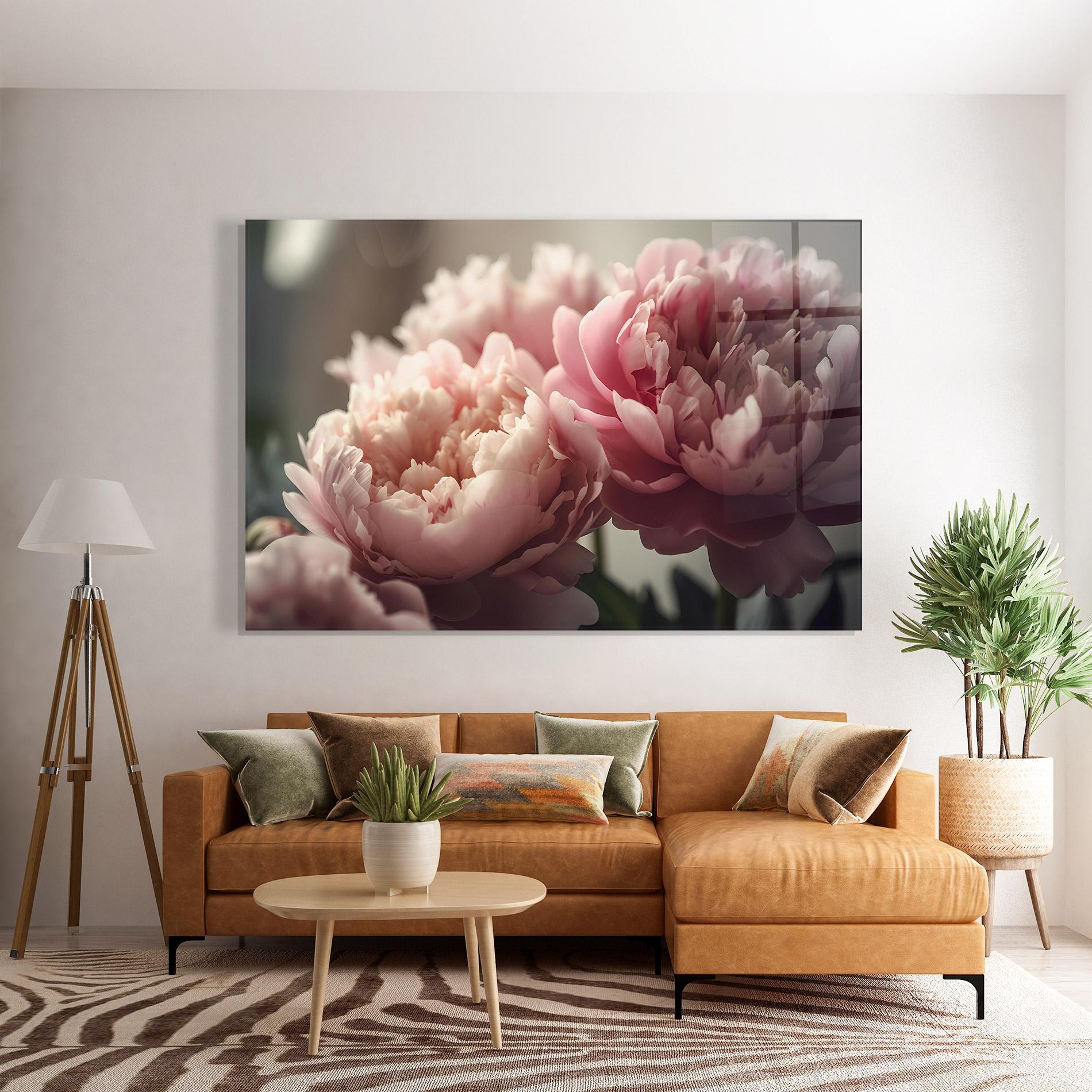Glasbild Cream Dreamy Peony mockup 7