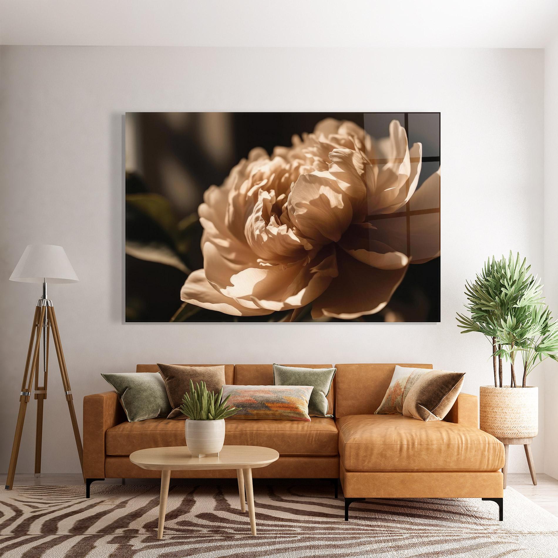 Glasbild Cream Peony mockup 7