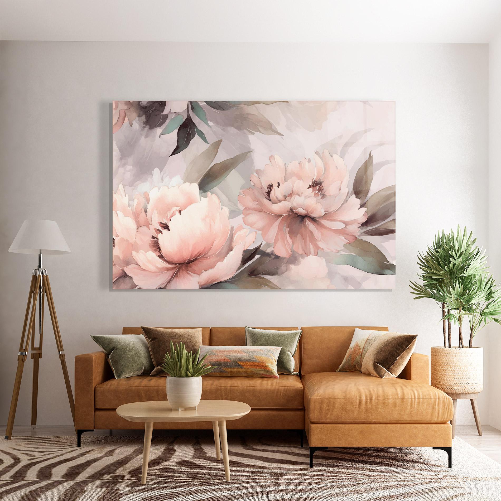 Glasbild Dreamy Peony Art mockup 7