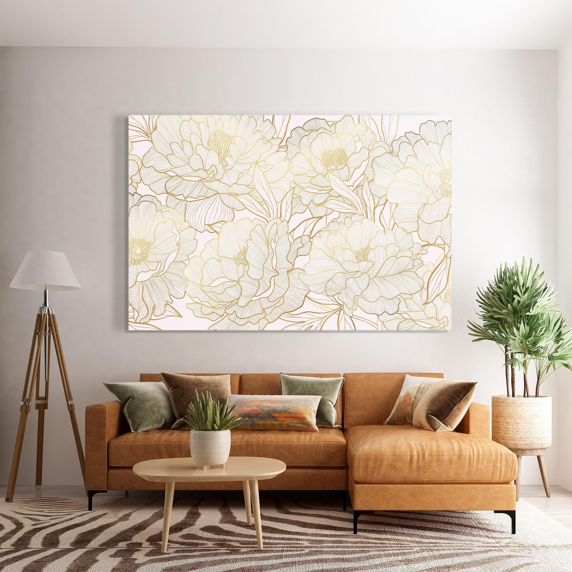 Glasbild Golden Peony mockup 7