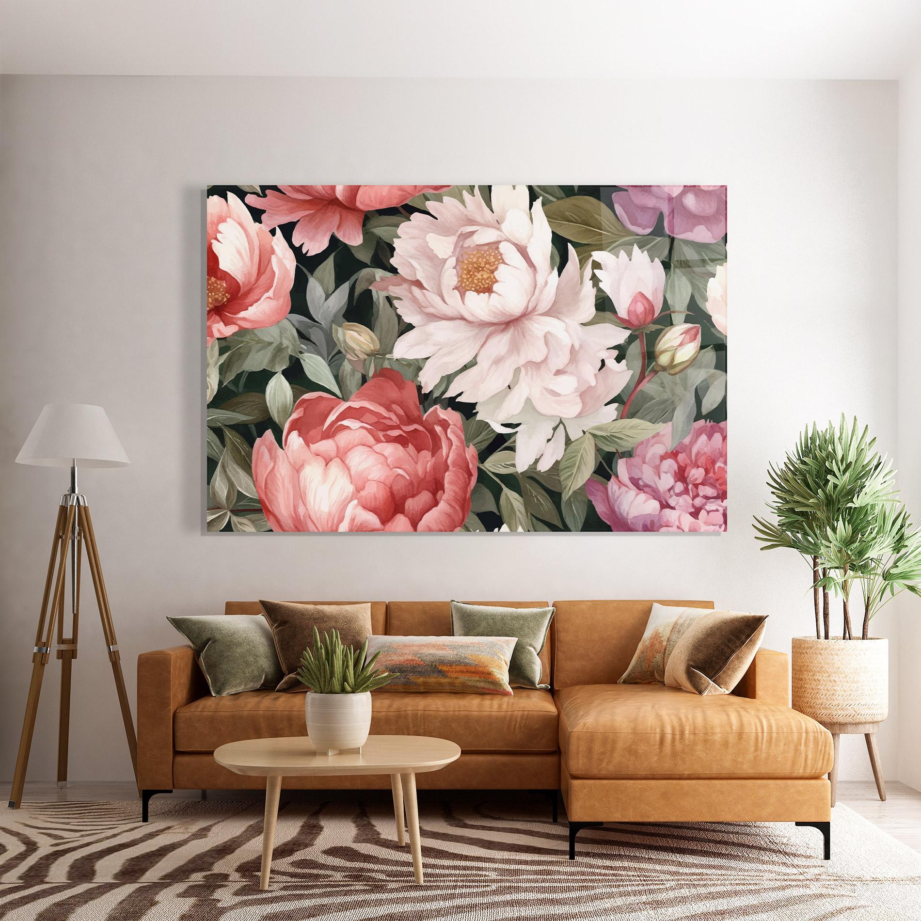 Glasbild Light Peony Art mockup 7