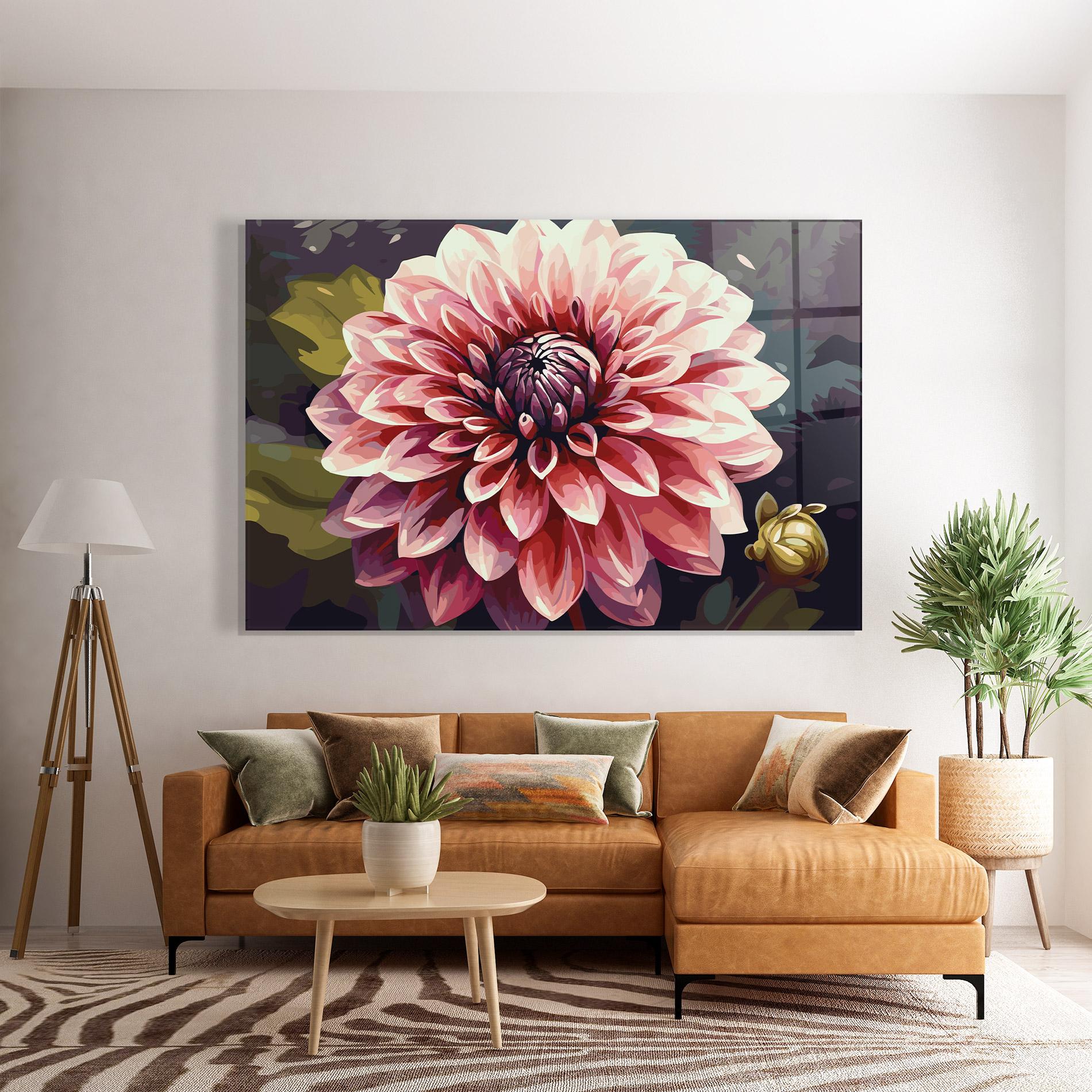 Glasbild Open Pink Flower mockup 7