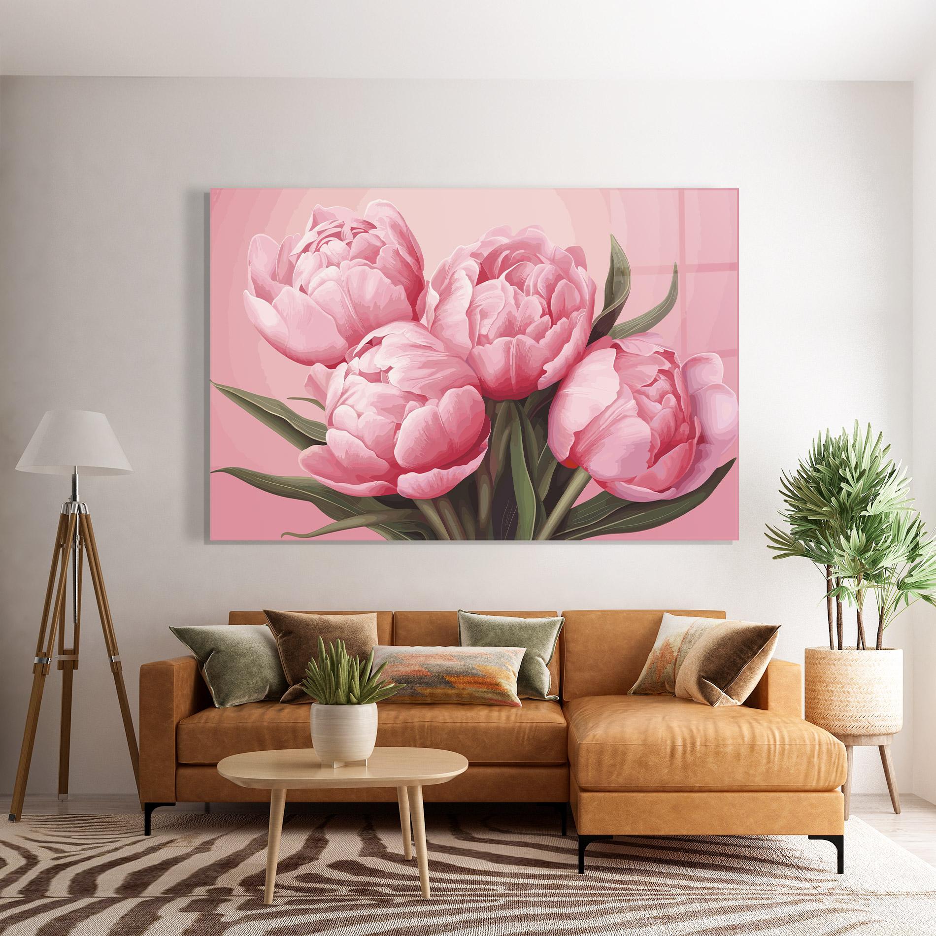 Glasbild Peony On Pink mockup 7