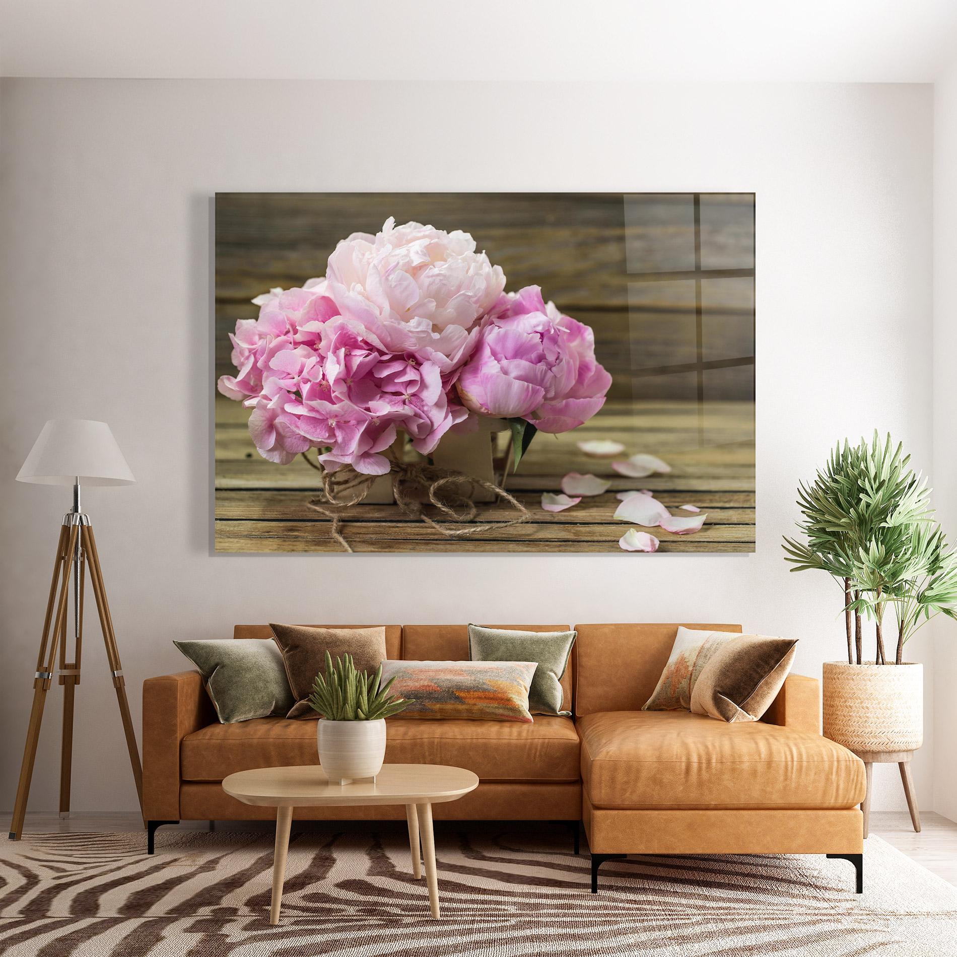 Glasbild Peony On Table mockup 7