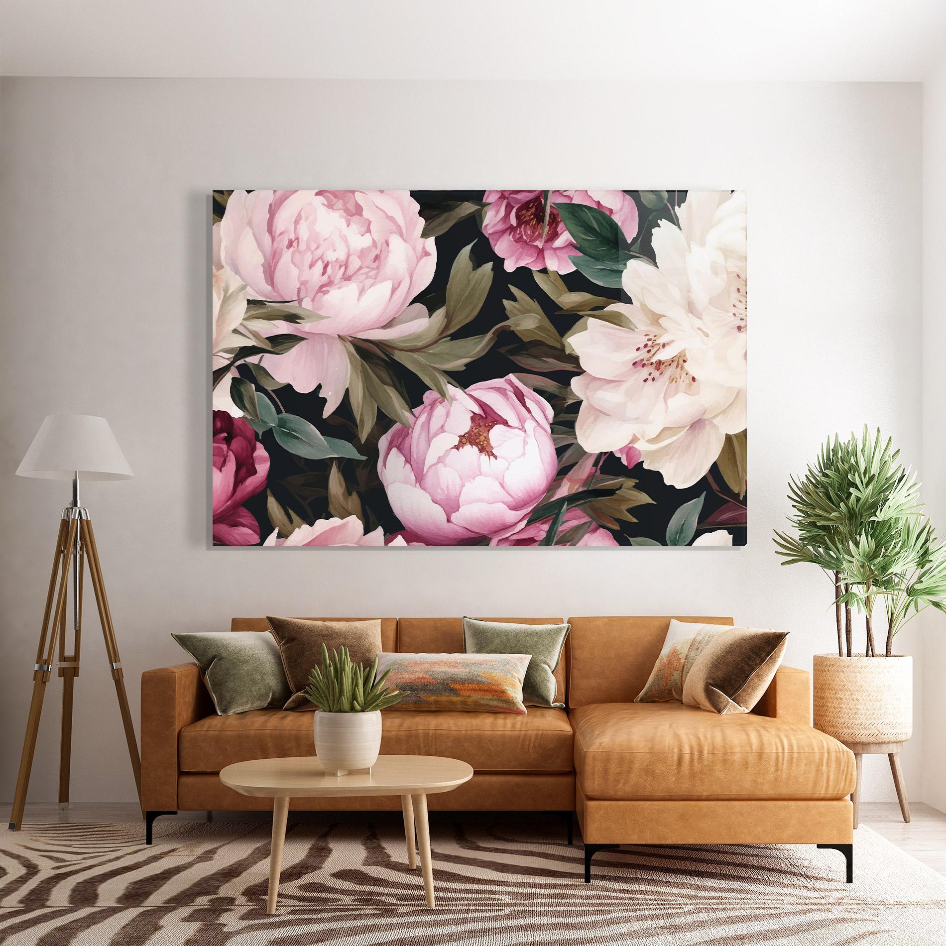 Glasbild Peony Paint mockup 7