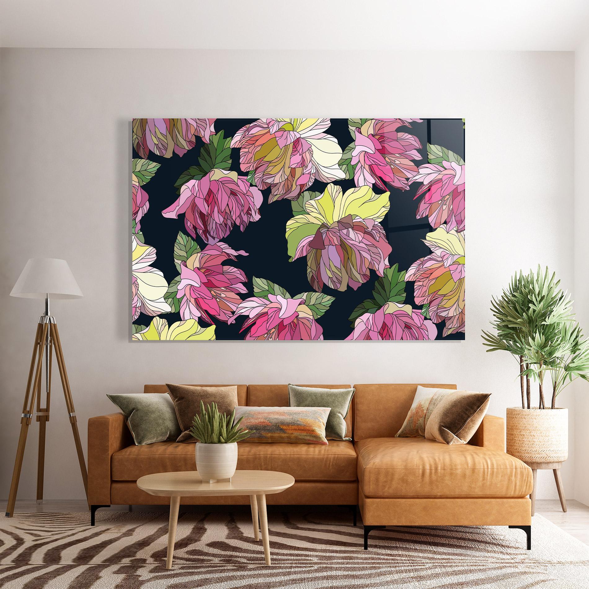 Glasbild Pretty Peony Art mockup 7