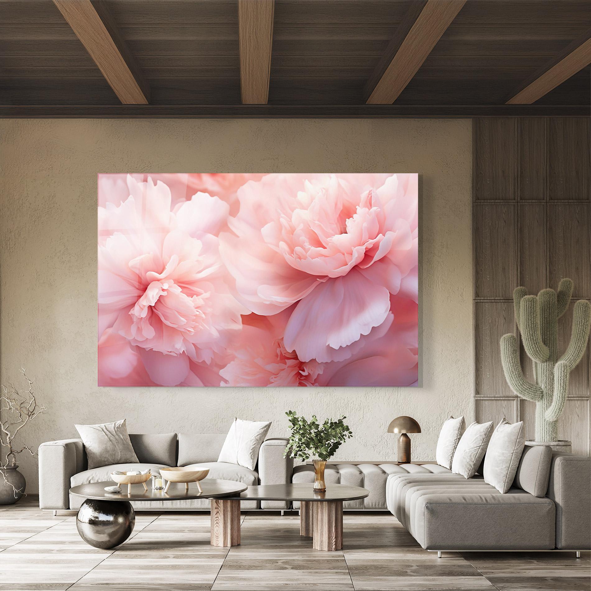 Glasbild Close Up Dreamy Peony mockup 8
