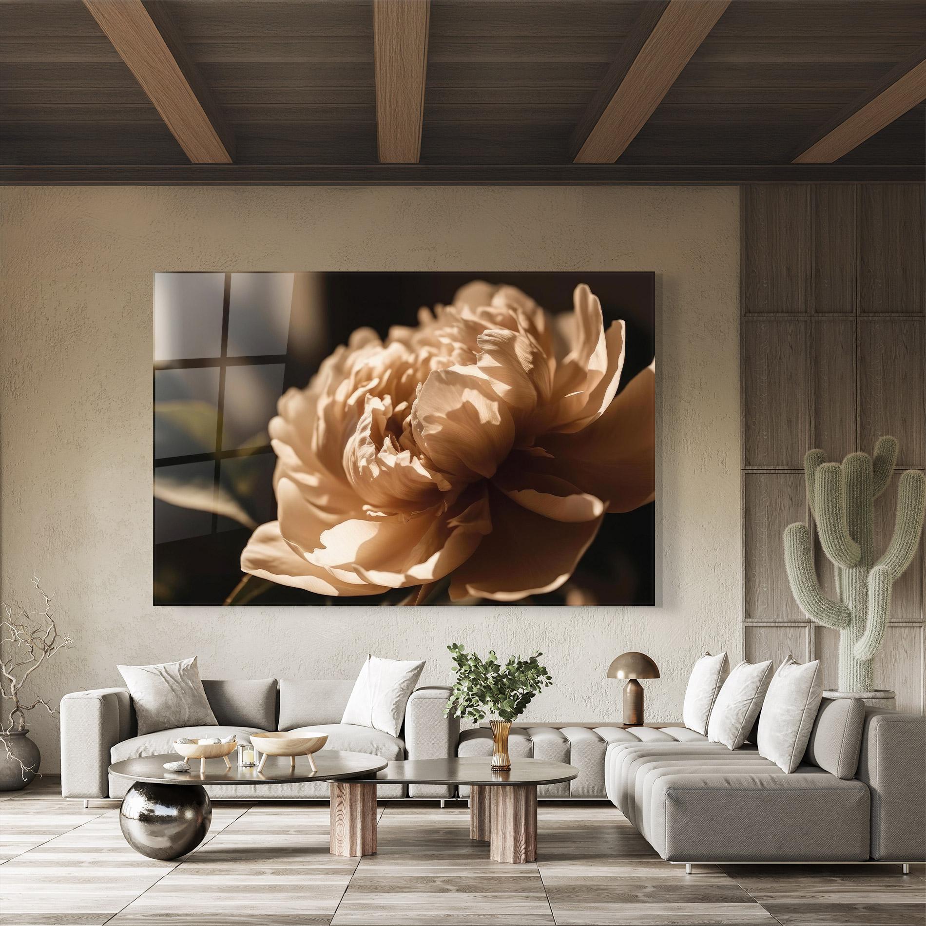 Glasbild Cream Peony mockup 8
