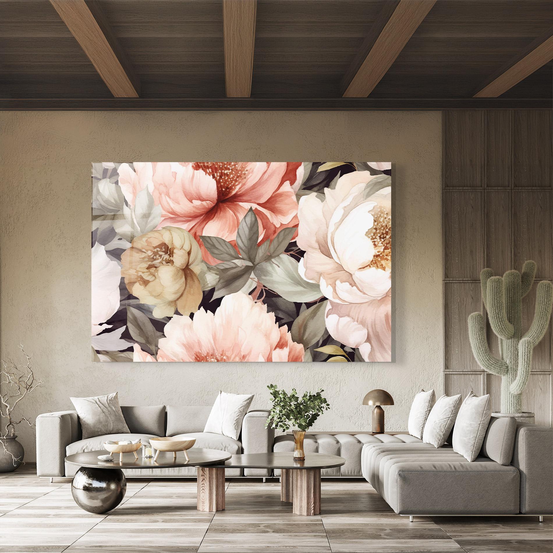 Glasbild Cream Pink Peony mockup 8