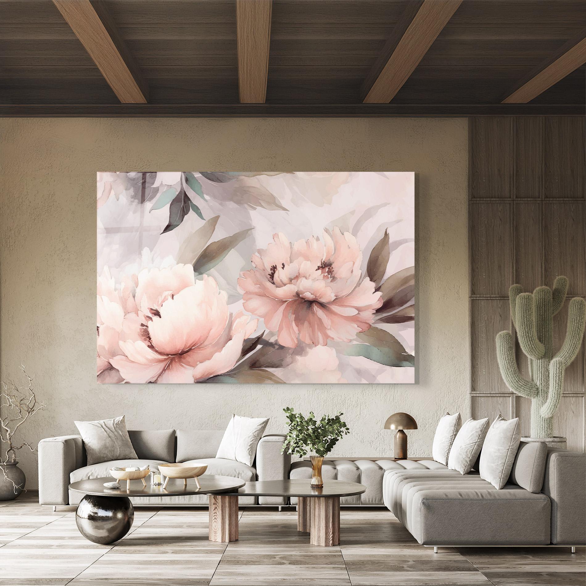 Glasbild Dreamy Peony Art mockup 8