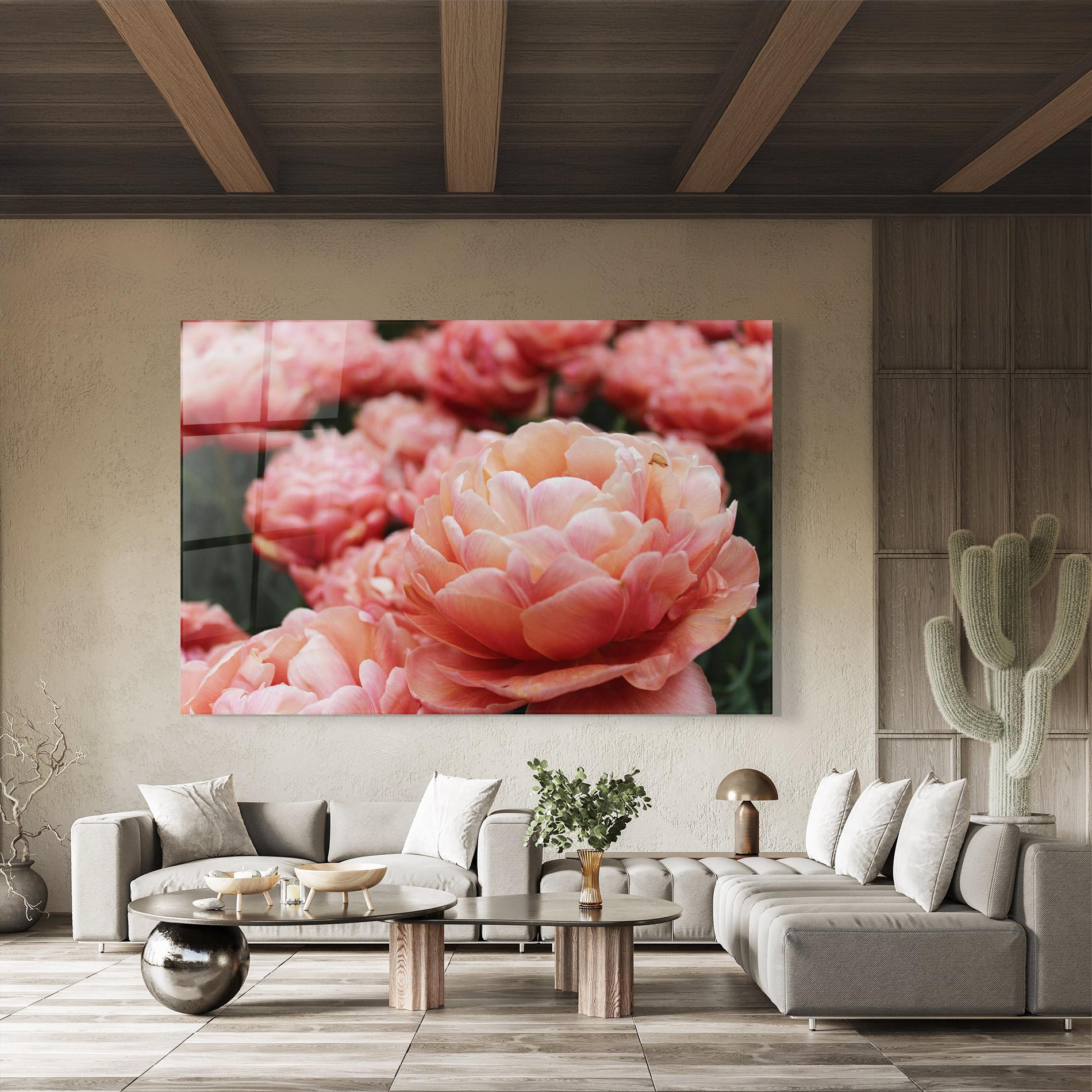 Glasbild Light Orange Peony mockup 8