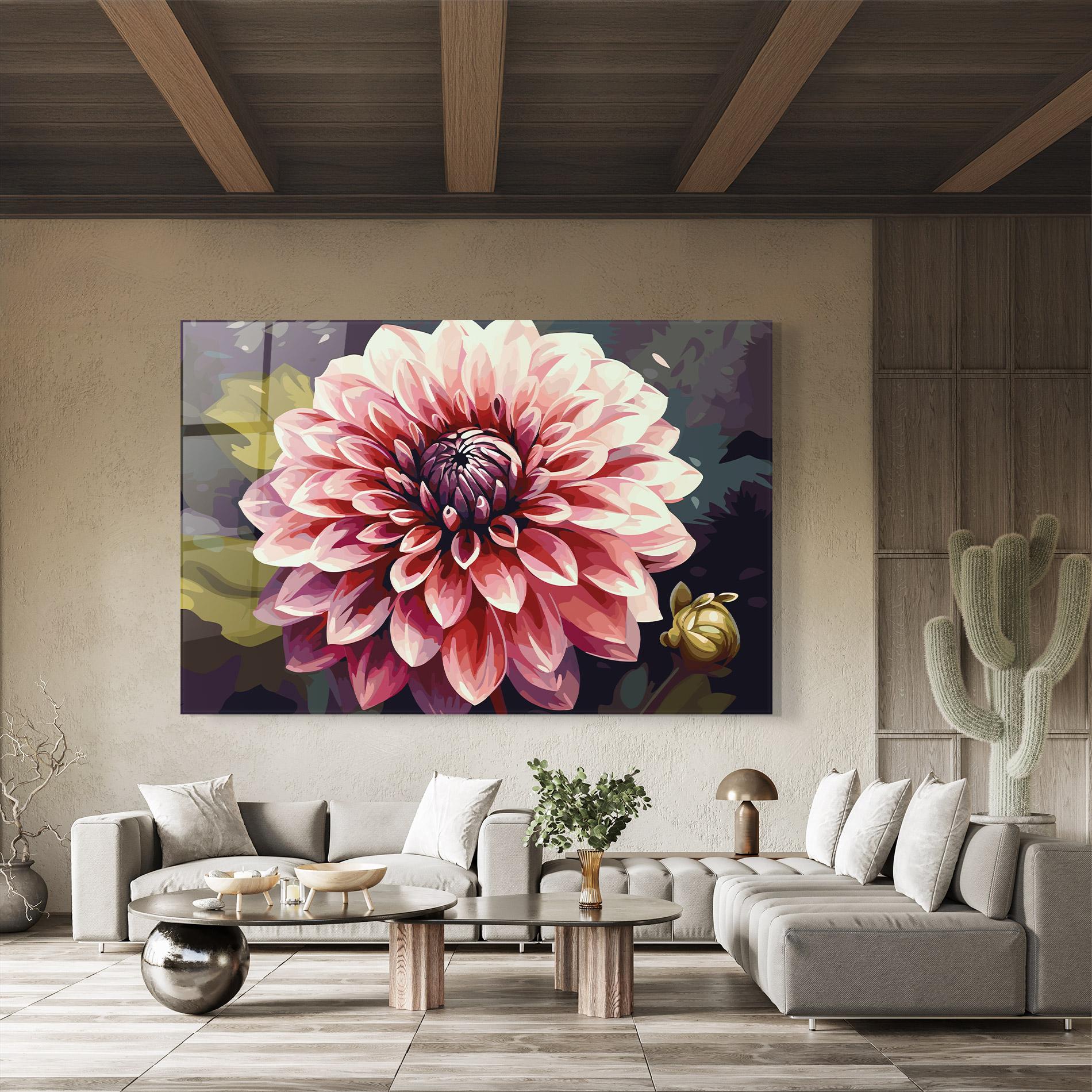 Glasbild Open Pink Flower mockup 8