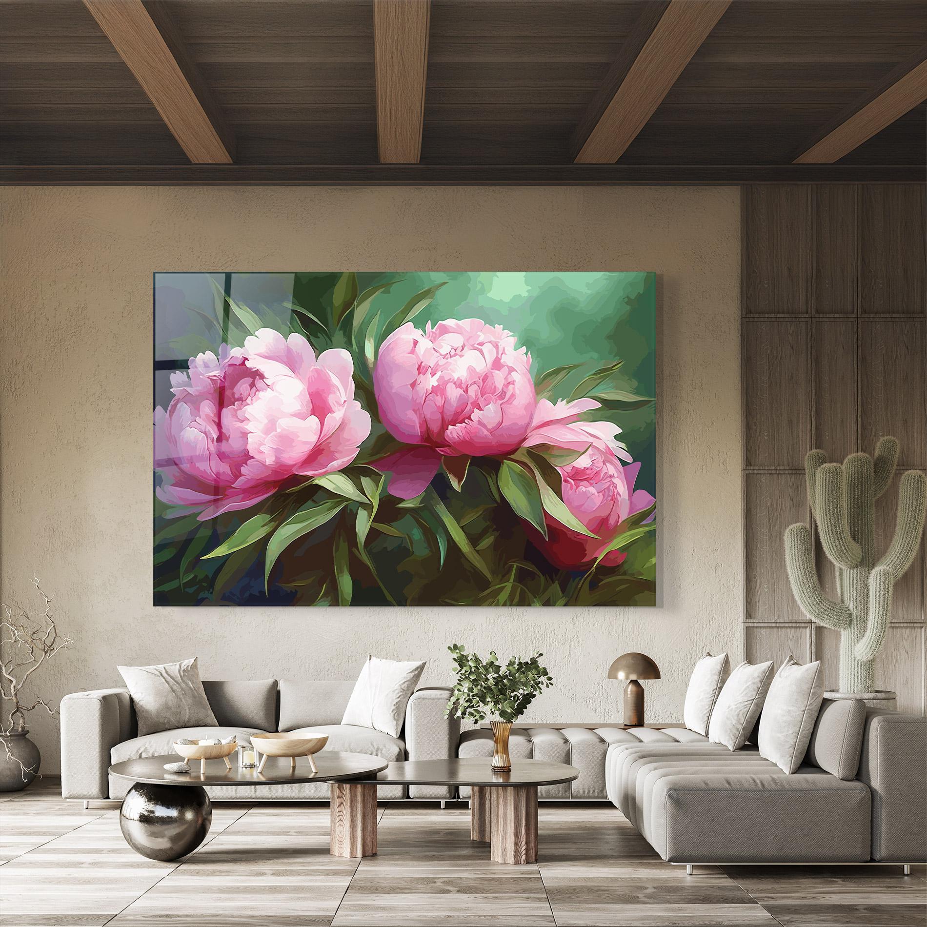 Glasbild Peonies Art mockup 8