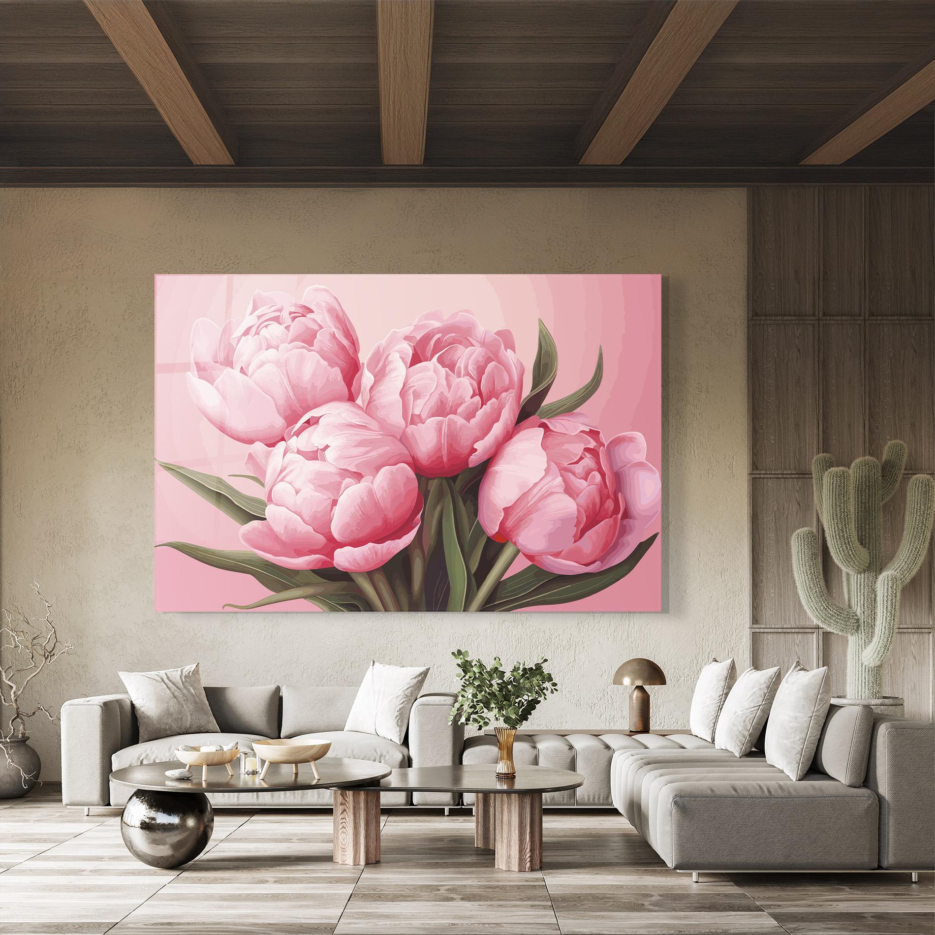 Glasbild Peony On Pink mockup 8