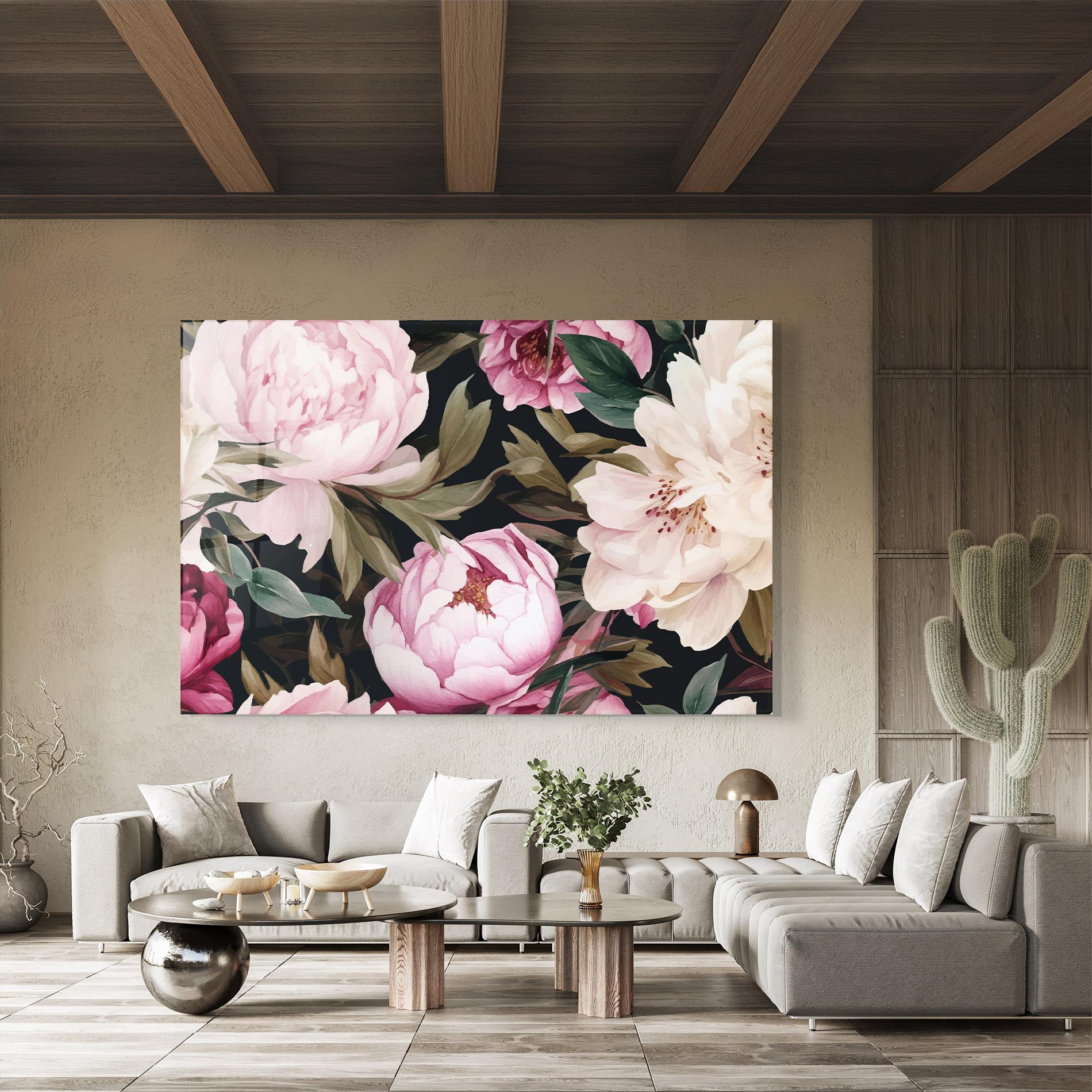 Glasbild Peony Paint mockup 8