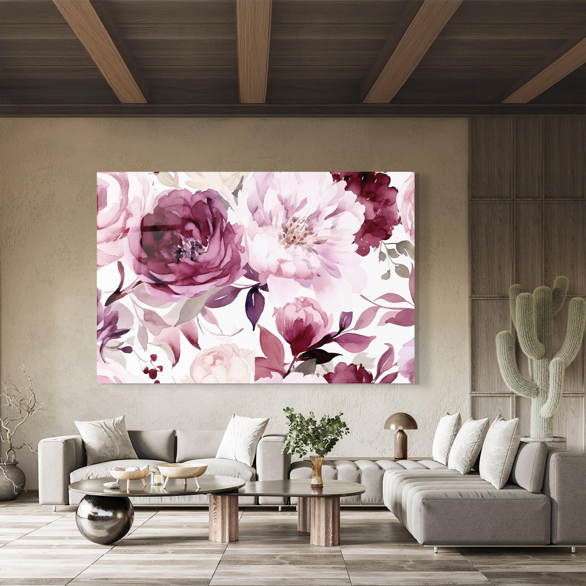 Glasbild Peony Pink Purple mockup 8