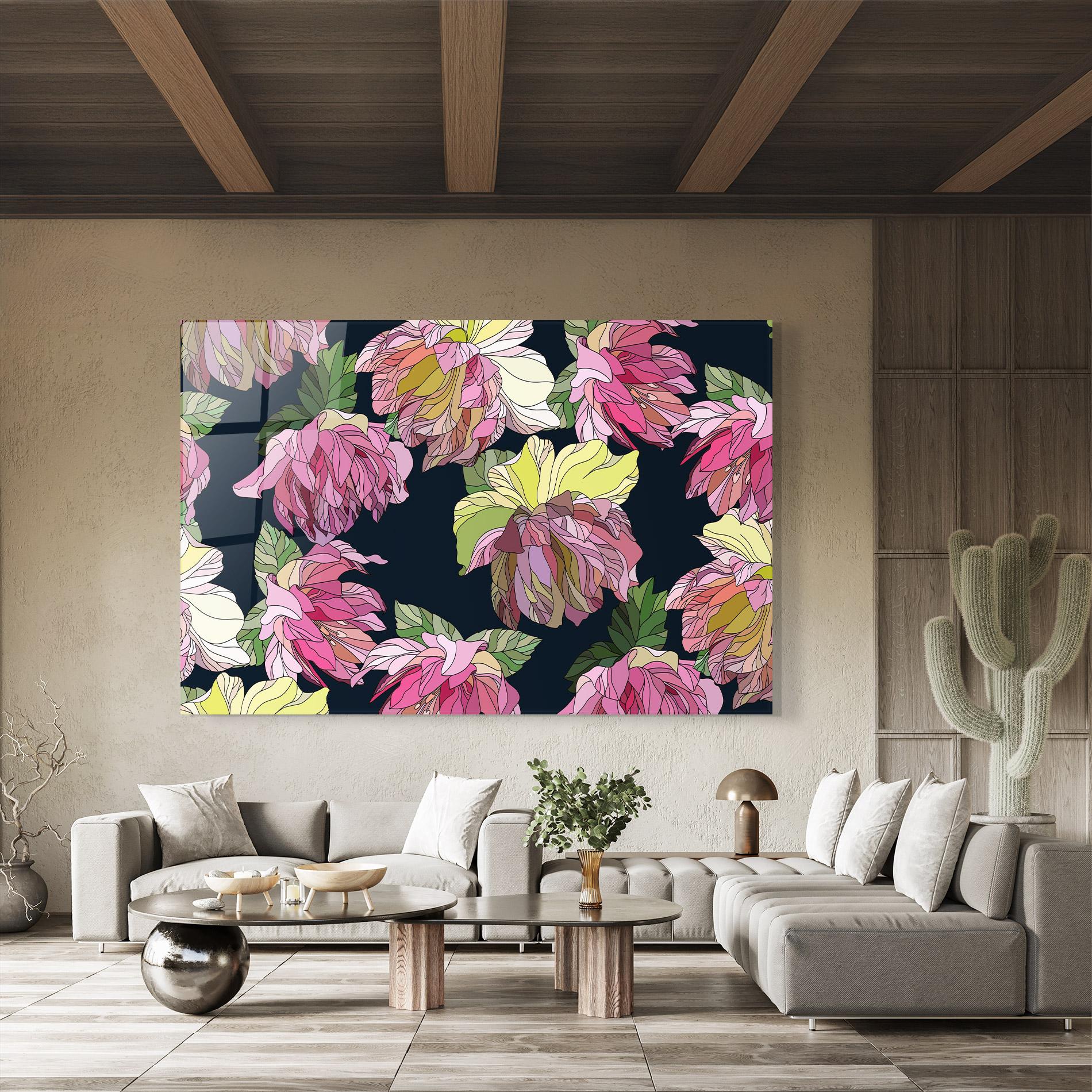 Glasbild Pretty Peony Art mockup 8