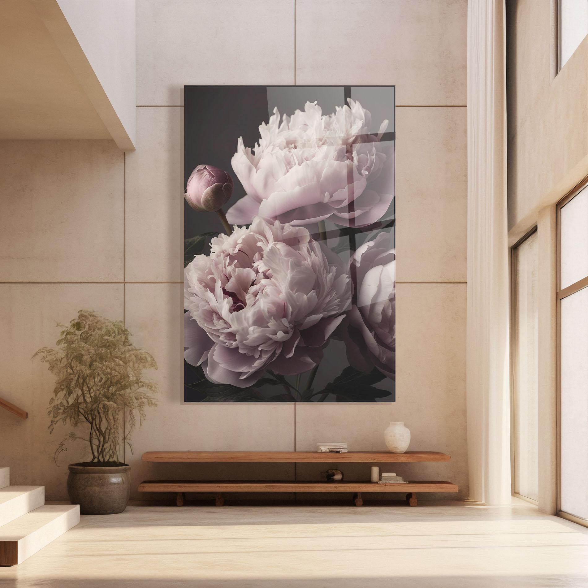 Glasbild Grey Pastel Pink Peony mockup 8