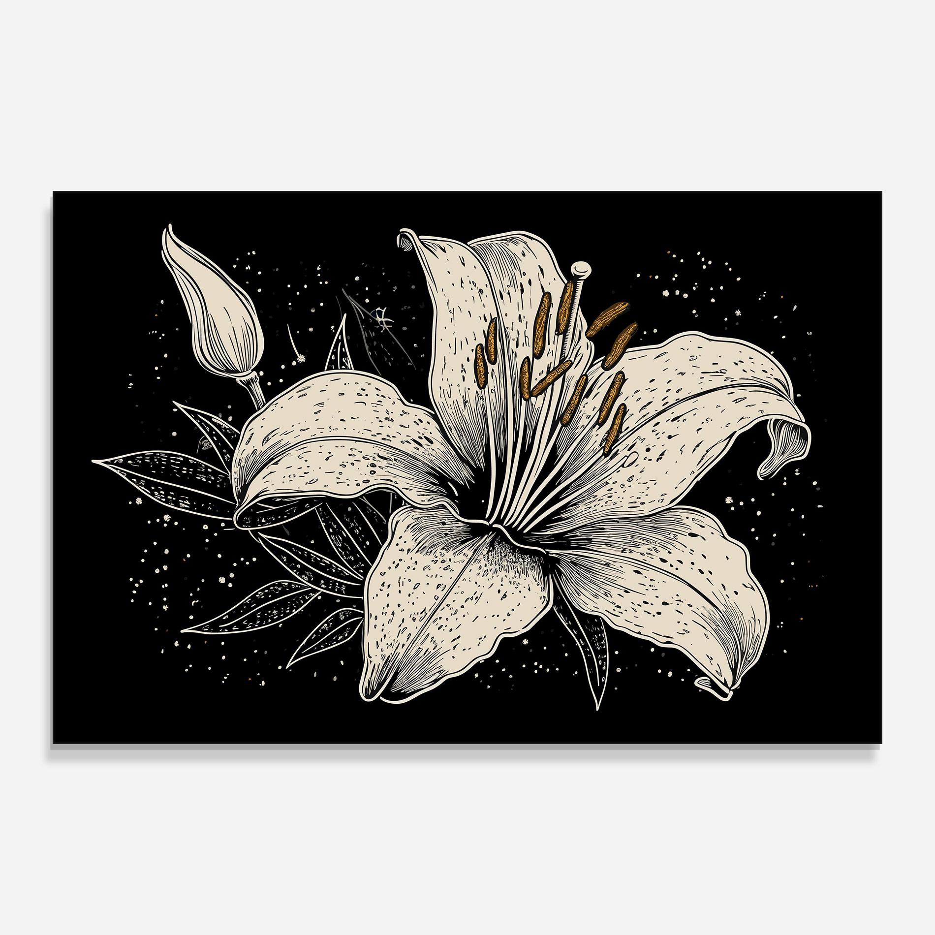 Glasbild Cream Black Lily mockup 0