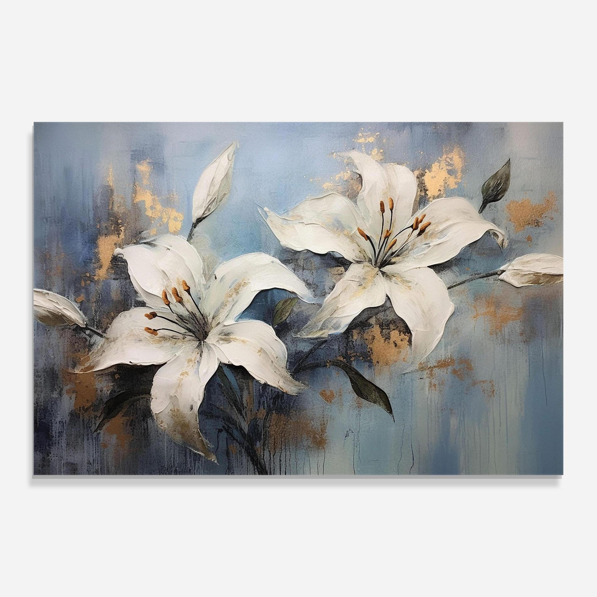 Glasbild Gold Lily Painting mockup 0