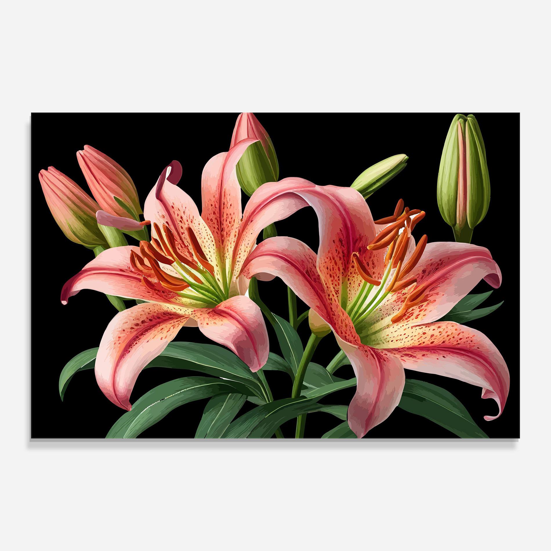 Glasbild Red Lily Art mockup 0