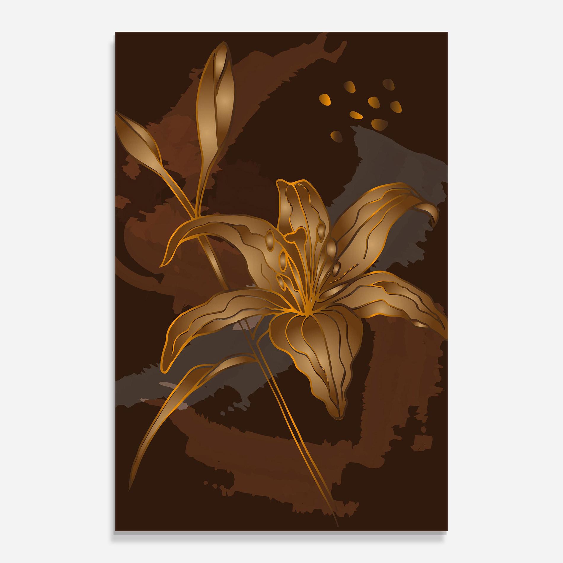 Glasbild Gold Brown Lily mockup 0