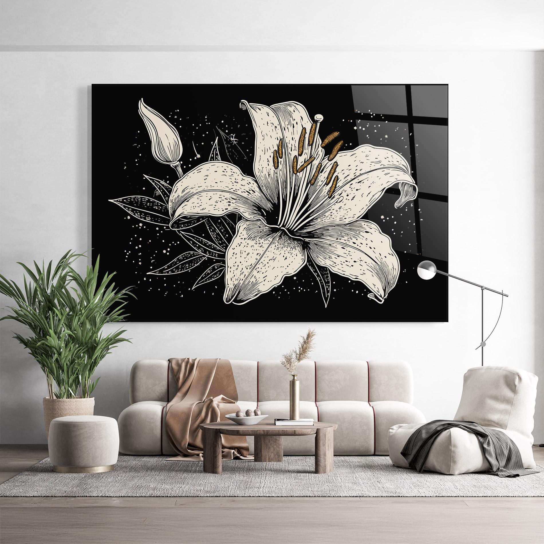 Glasbild Cream Black Lily mockup 9