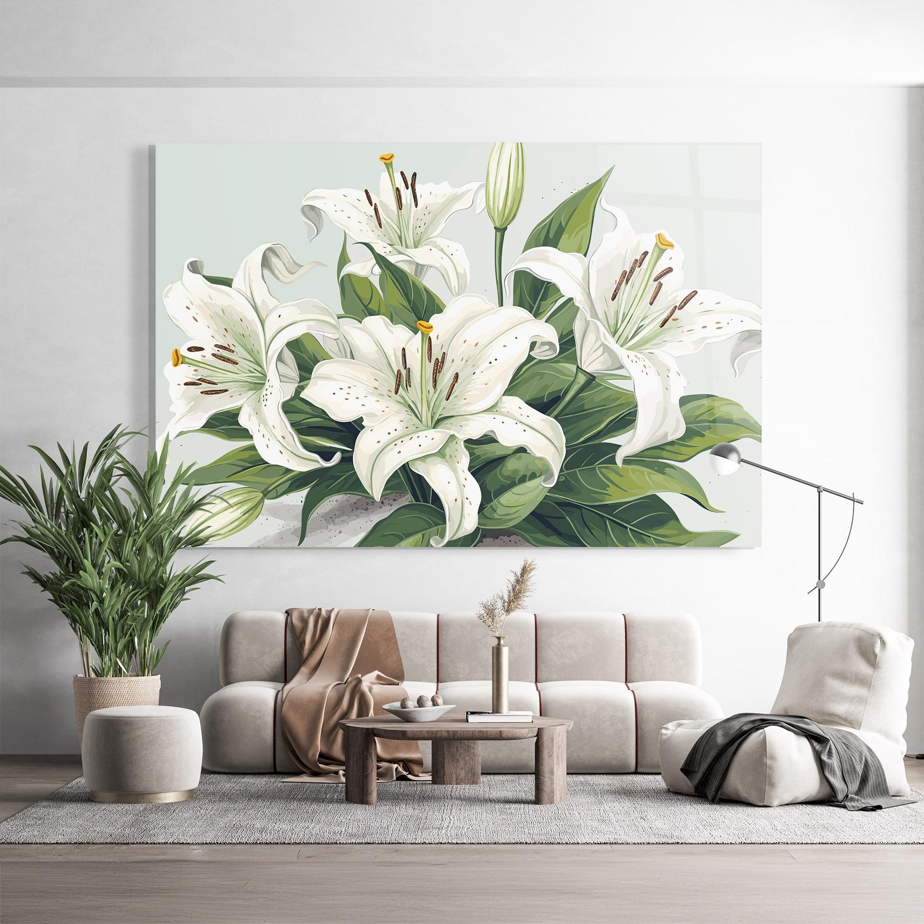 Glasbild Light Lily Art mockup 9