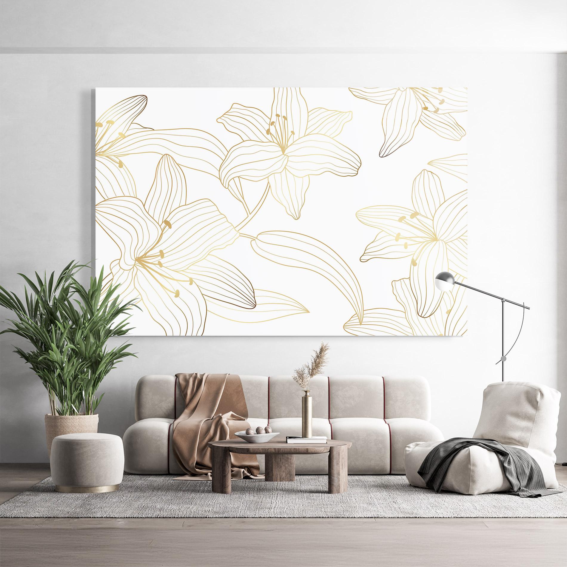 Glasbild Luxury Golden Lily mockup 9