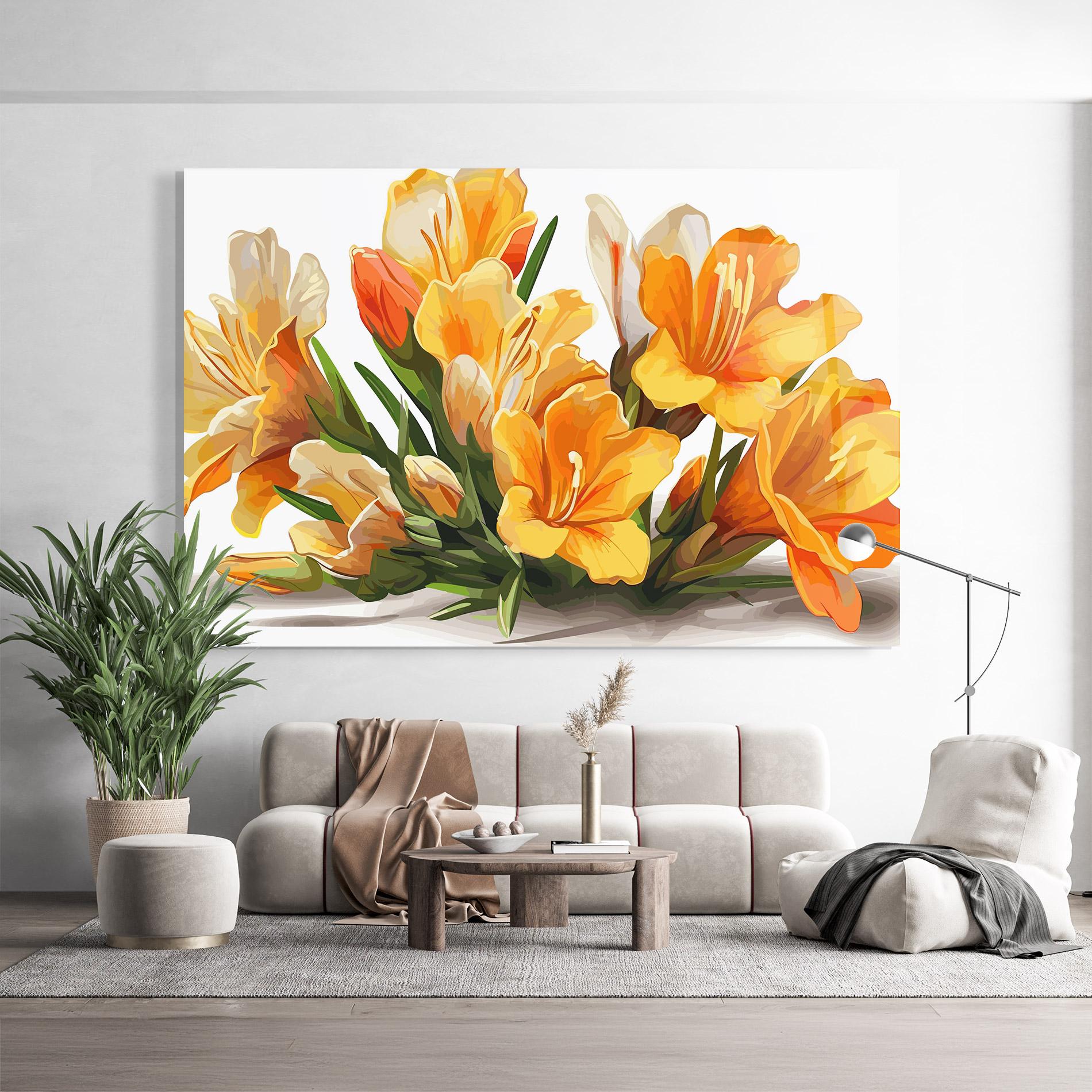 Glasbild Orange Lily Art mockup 9