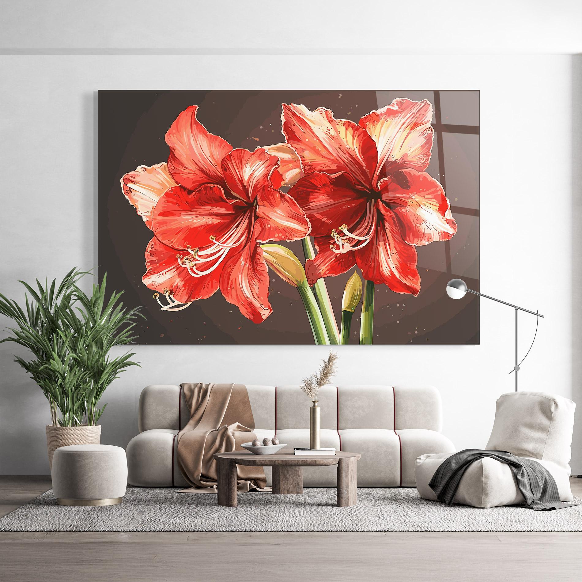 Glasbild Orange Pretty Lily mockup 9