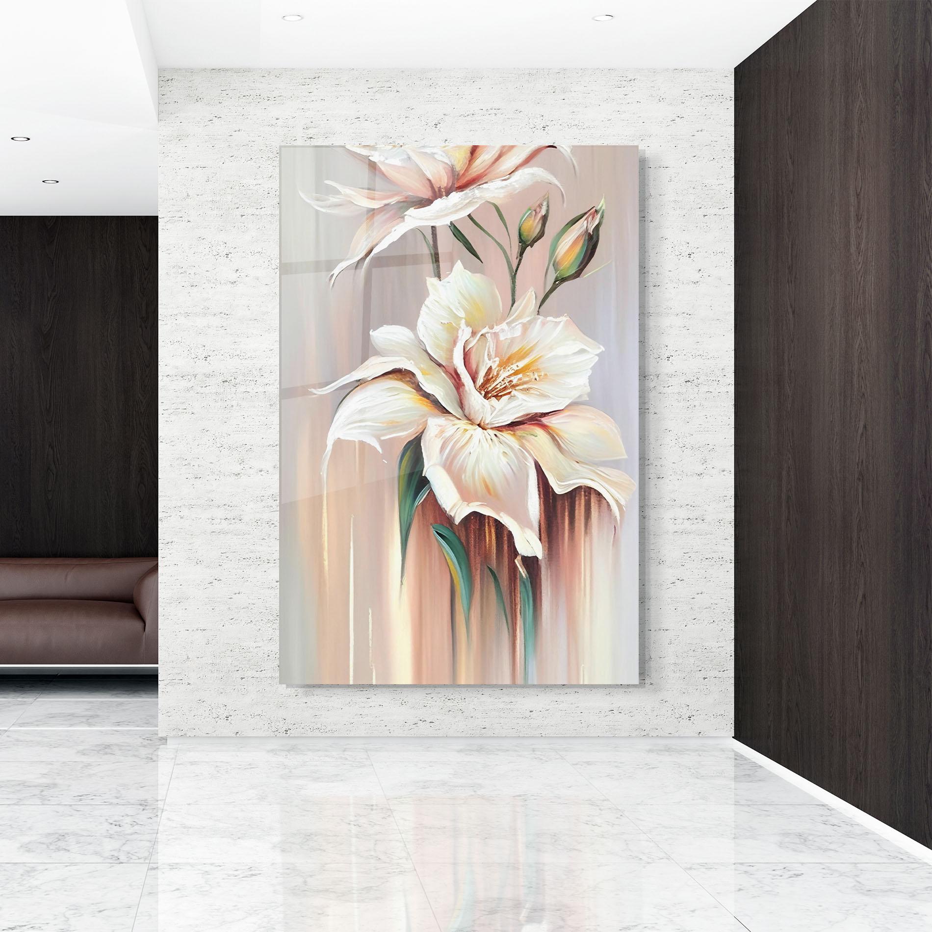 Glasbild Abstract Lily Painting mockup 9