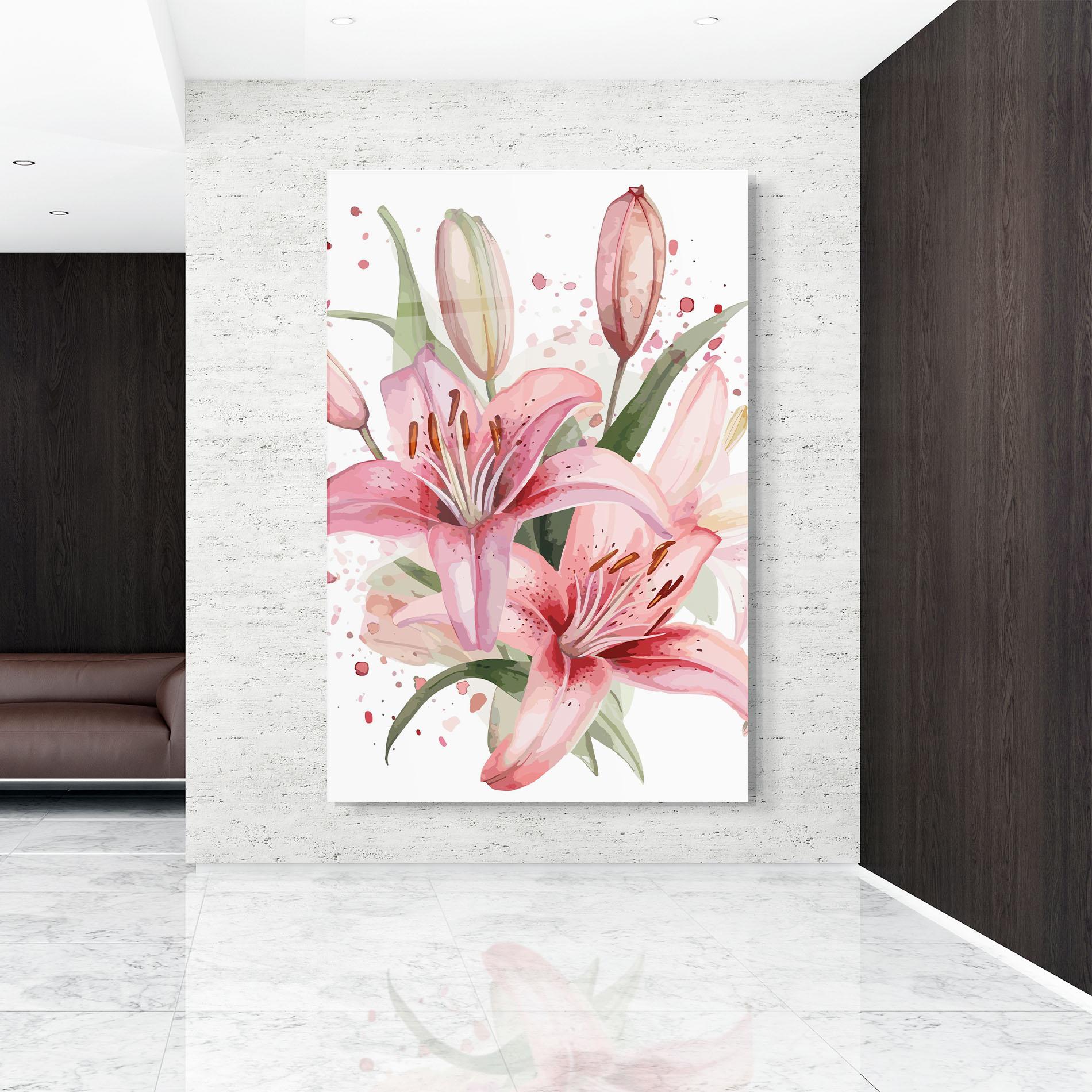 Glasbild Beautiful Pink Lily mockup 9