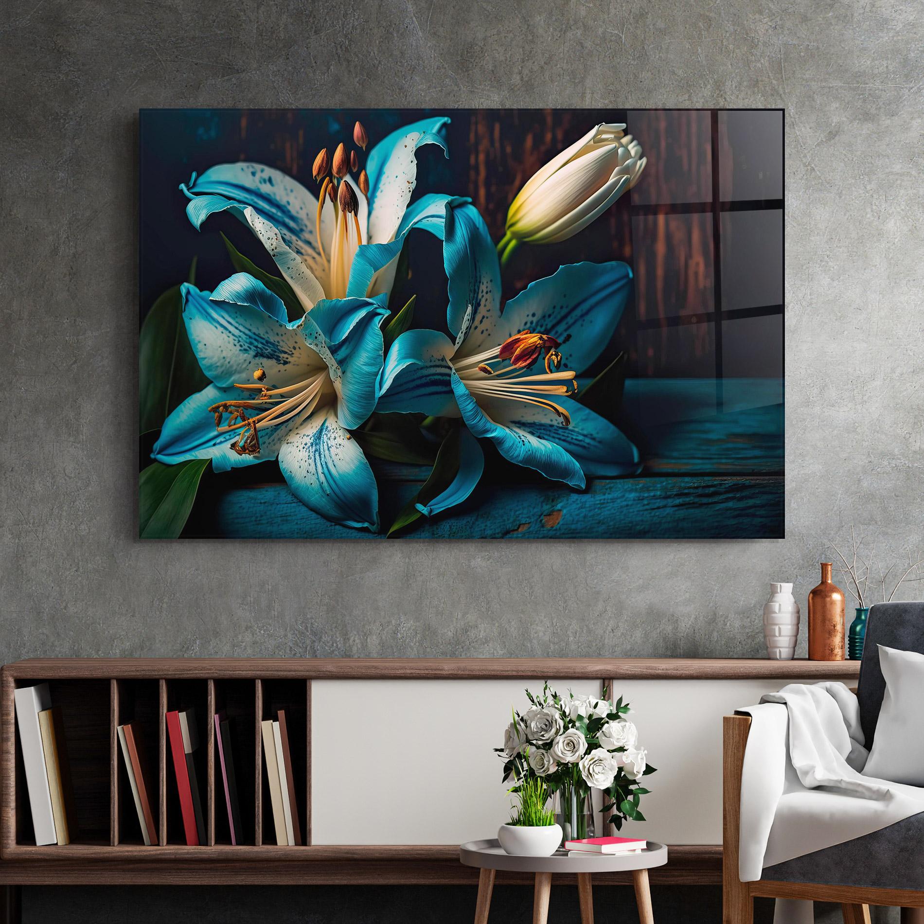Glasbild Blue Lily mockup 2