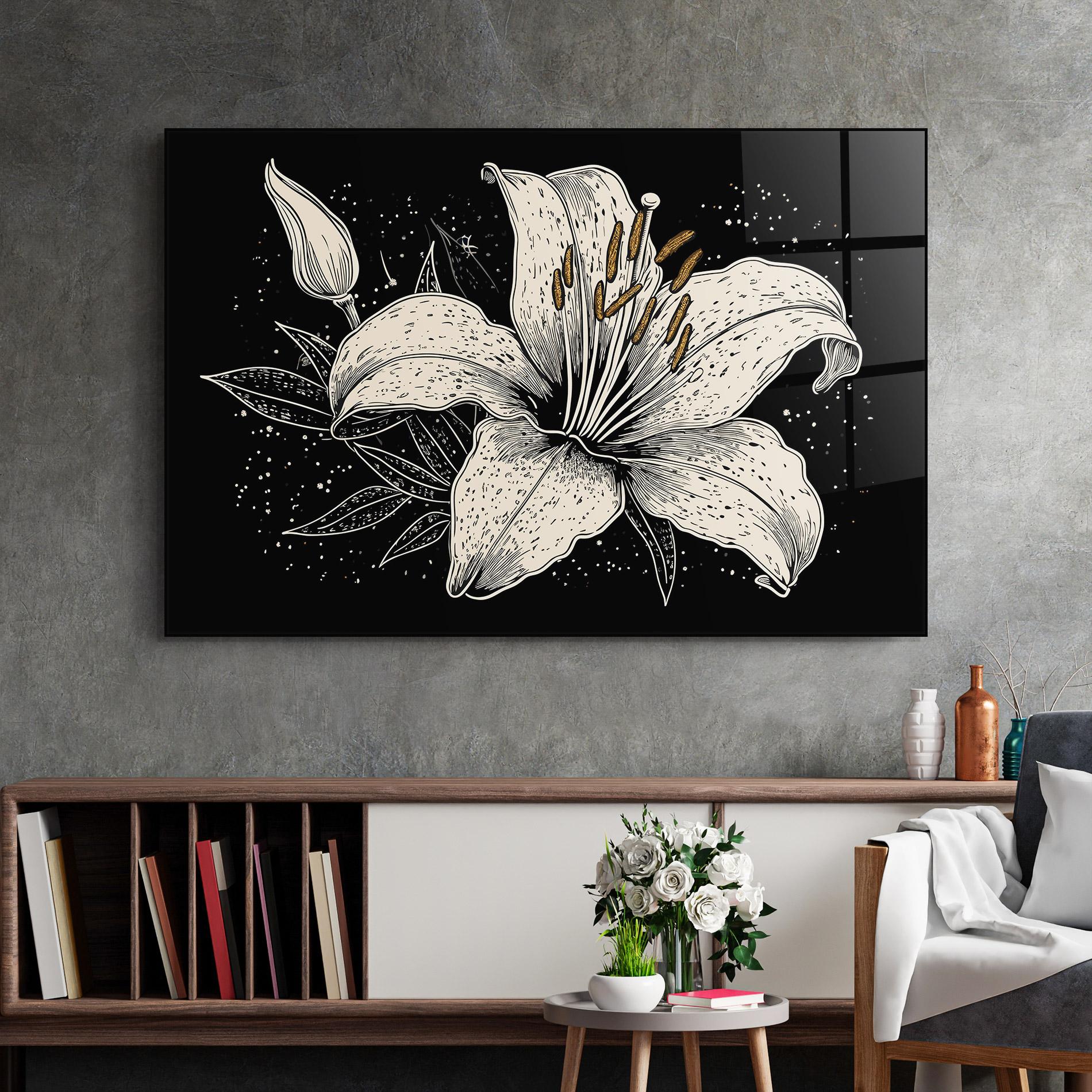 Glasbild Cream Black Lily mockup 2