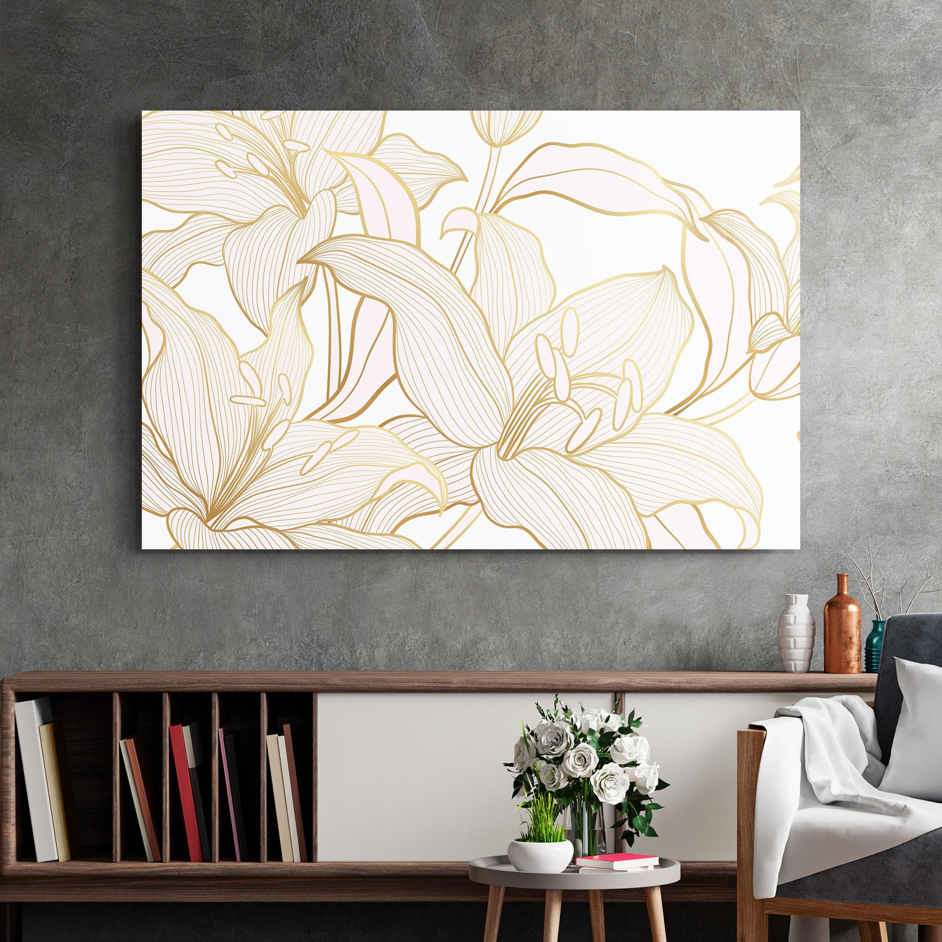 Glasbild Gold Lily mockup 2