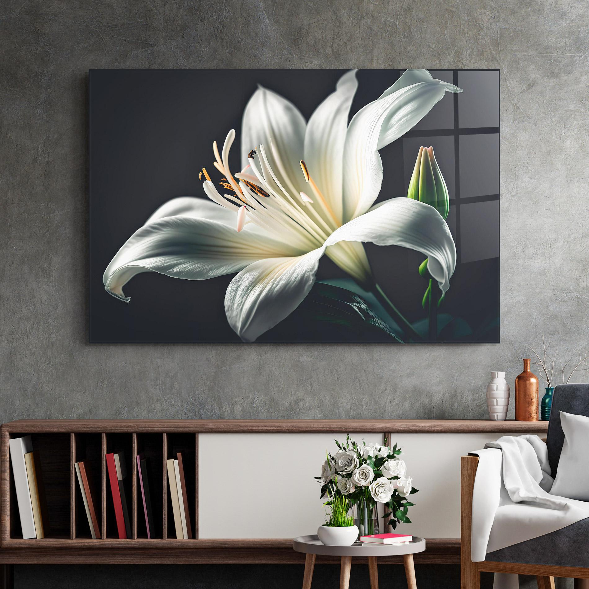 Glasbild Light Grey Lily mockup 2