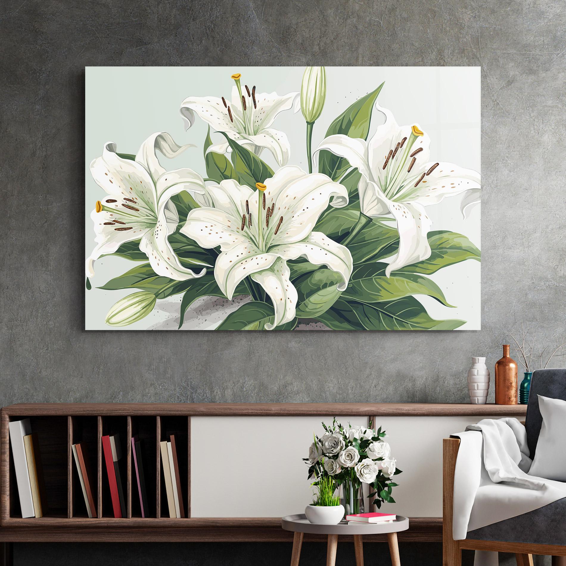Glasbild Light Lily Art mockup 2