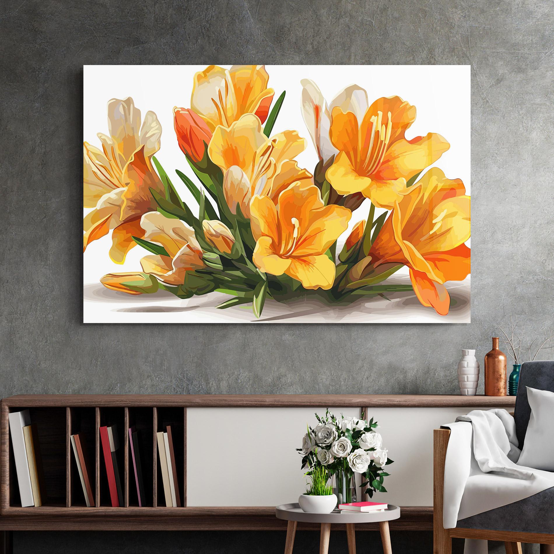 Glasbild Orange Lily Art mockup 2